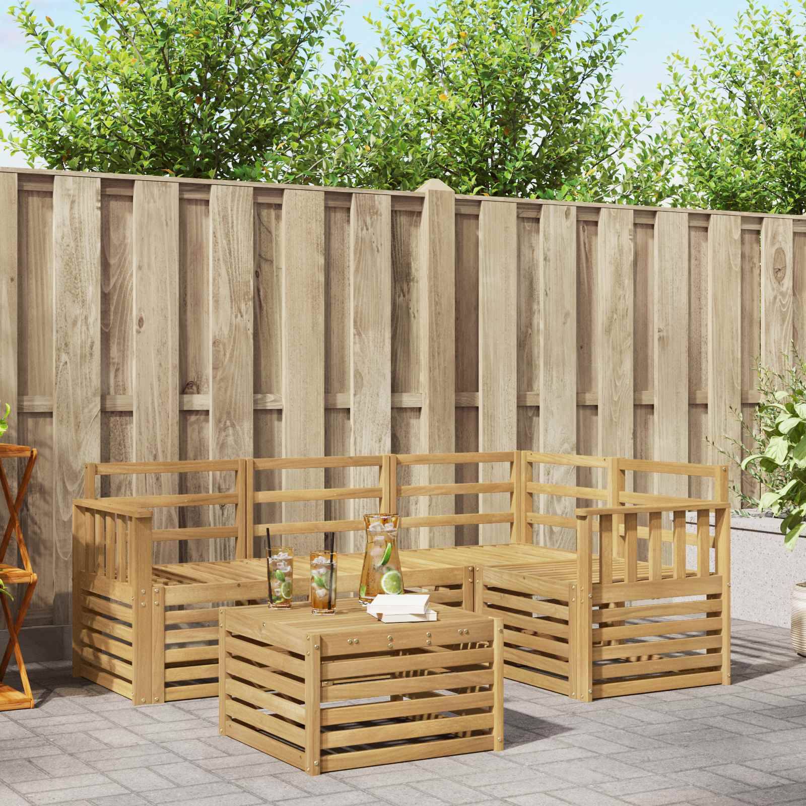 vidaXL Outdoor-Sofagarnitur 5 pcs Weiß 59 x 59 x 37 cm