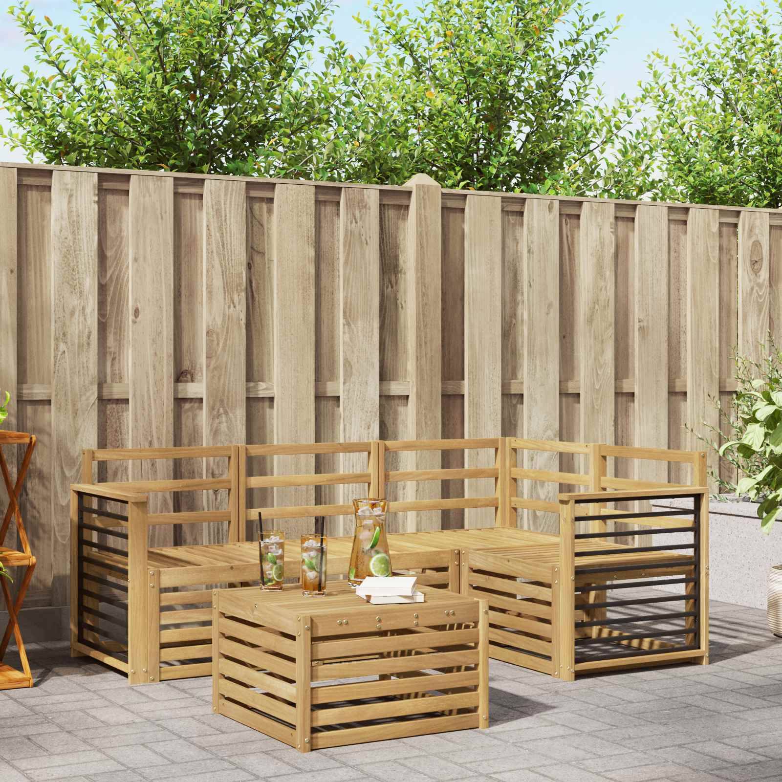 vidaXL Outdoor-Sofagarnitur 5 pcs Weiß 59 x 59 x 37 cm