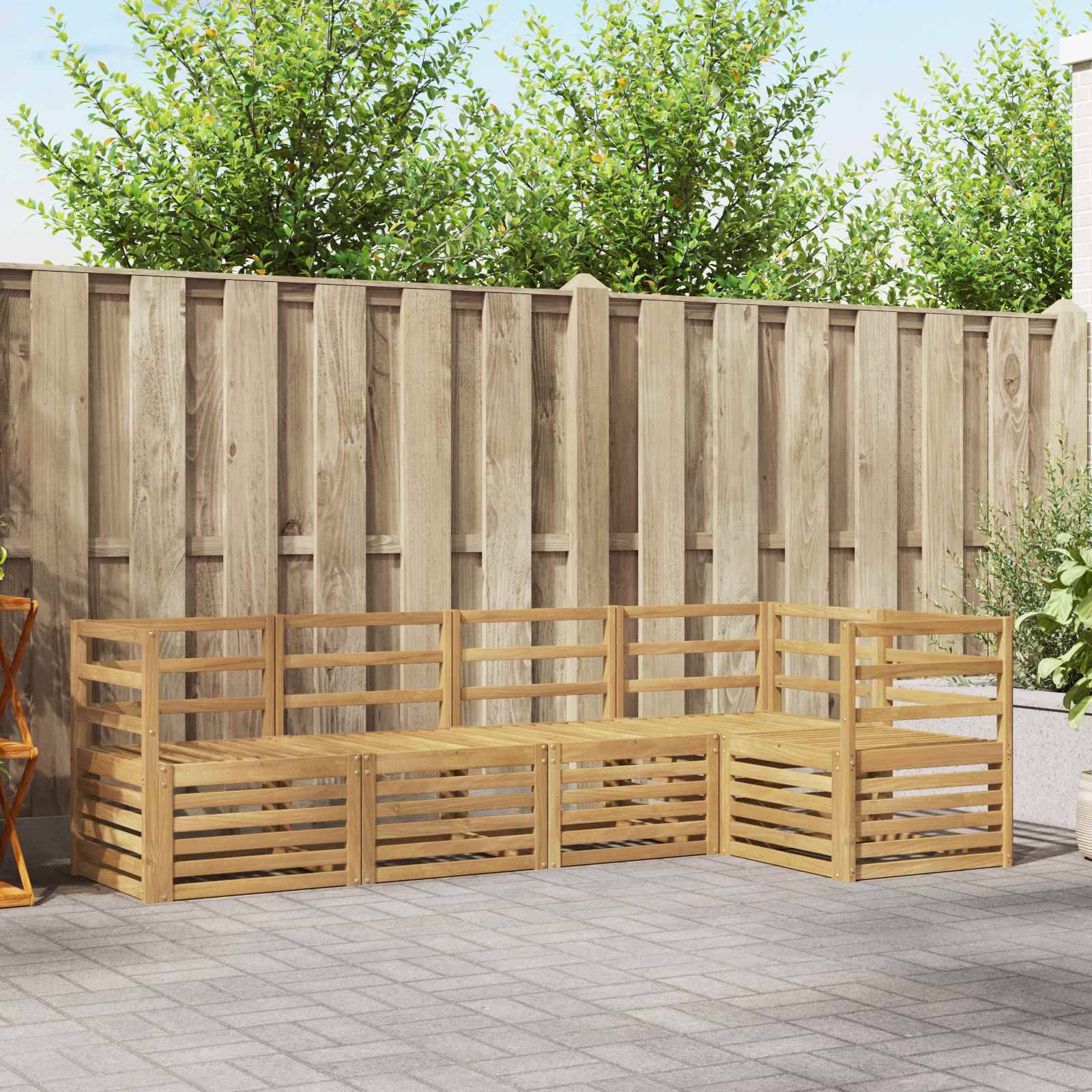 vidaXL Outdoor-Sofagarnitur 5 pcs Weiß 245 x 126,5 x 73 cm