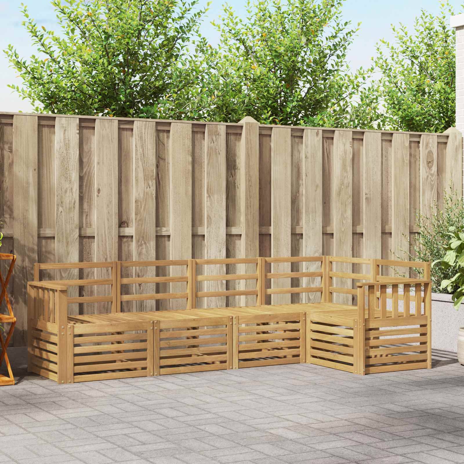 vidaXL Outdoor-Sofagarnitur 5 pcs Weiß 247 x 128,5 x 73 cm