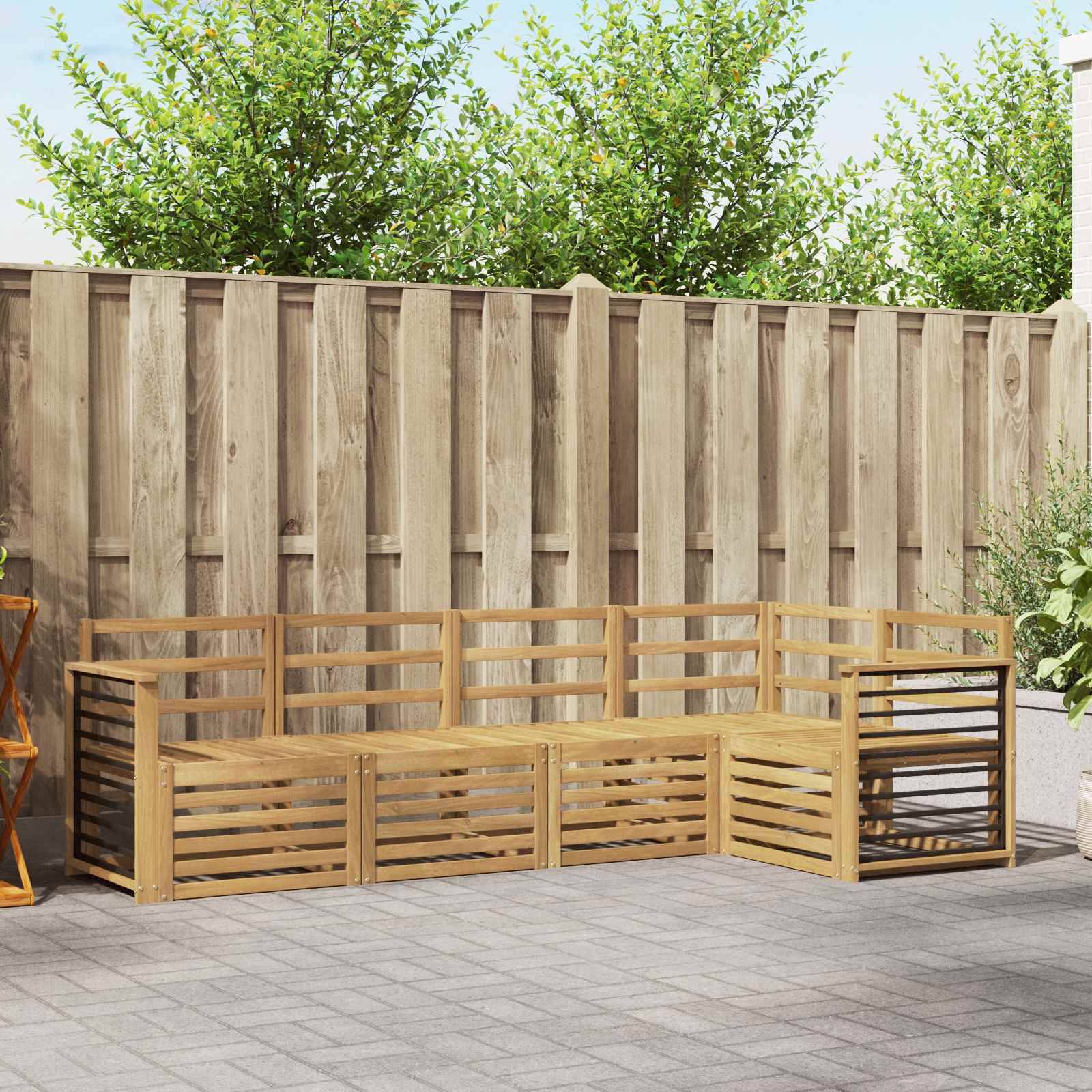 vidaXL Outdoor-Sofagarnitur 5 pcs Weiß 247 x 128,5 x 73 cm