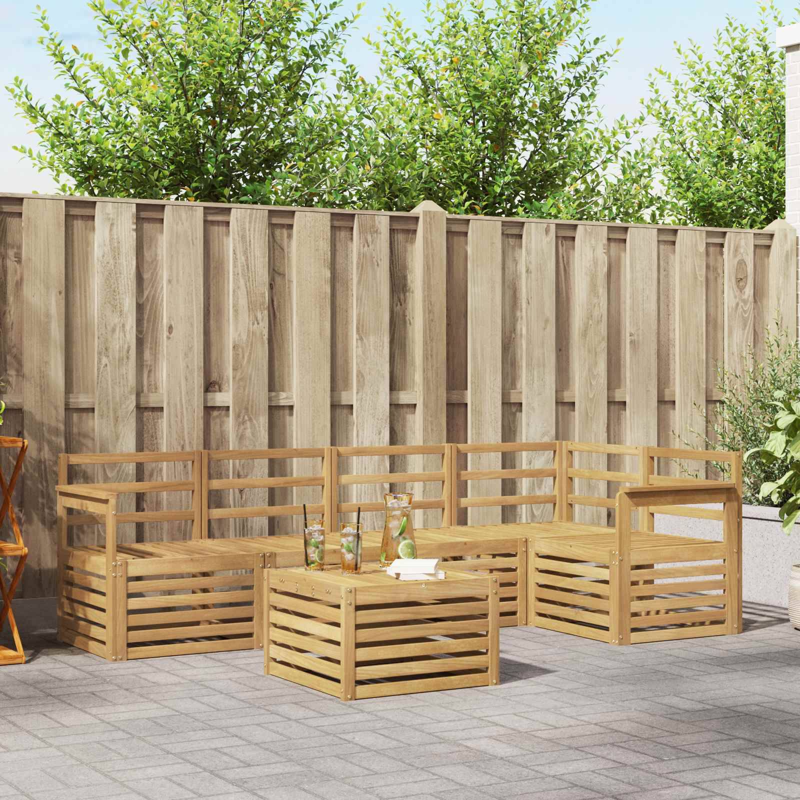vidaXL Outdoor-Sofagarnitur 6 pcs Weiß 59 x 59 x 37 cm