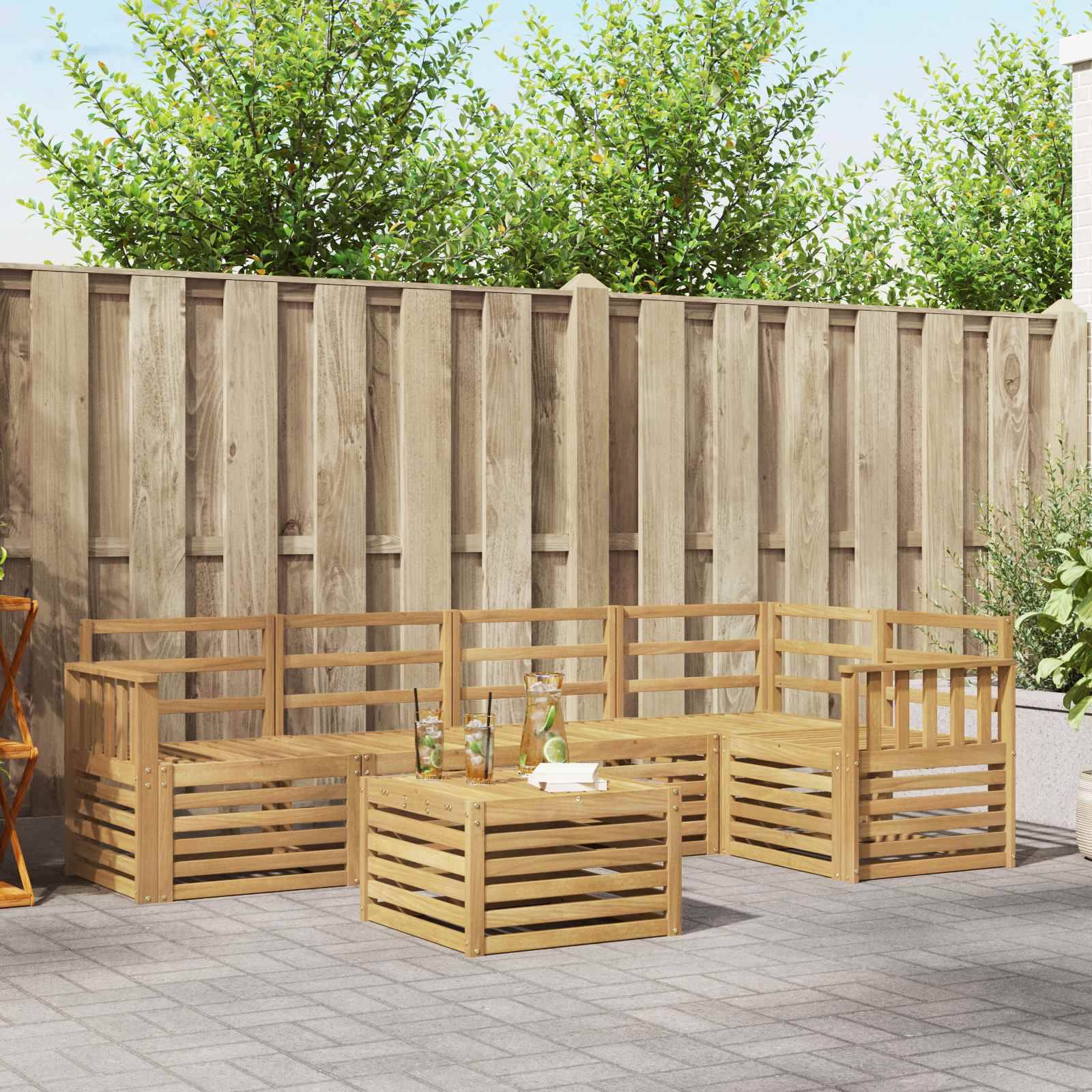 vidaXL Outdoor-Sofagarnitur 6 pcs Weiß 59 x 59 x 37 cm