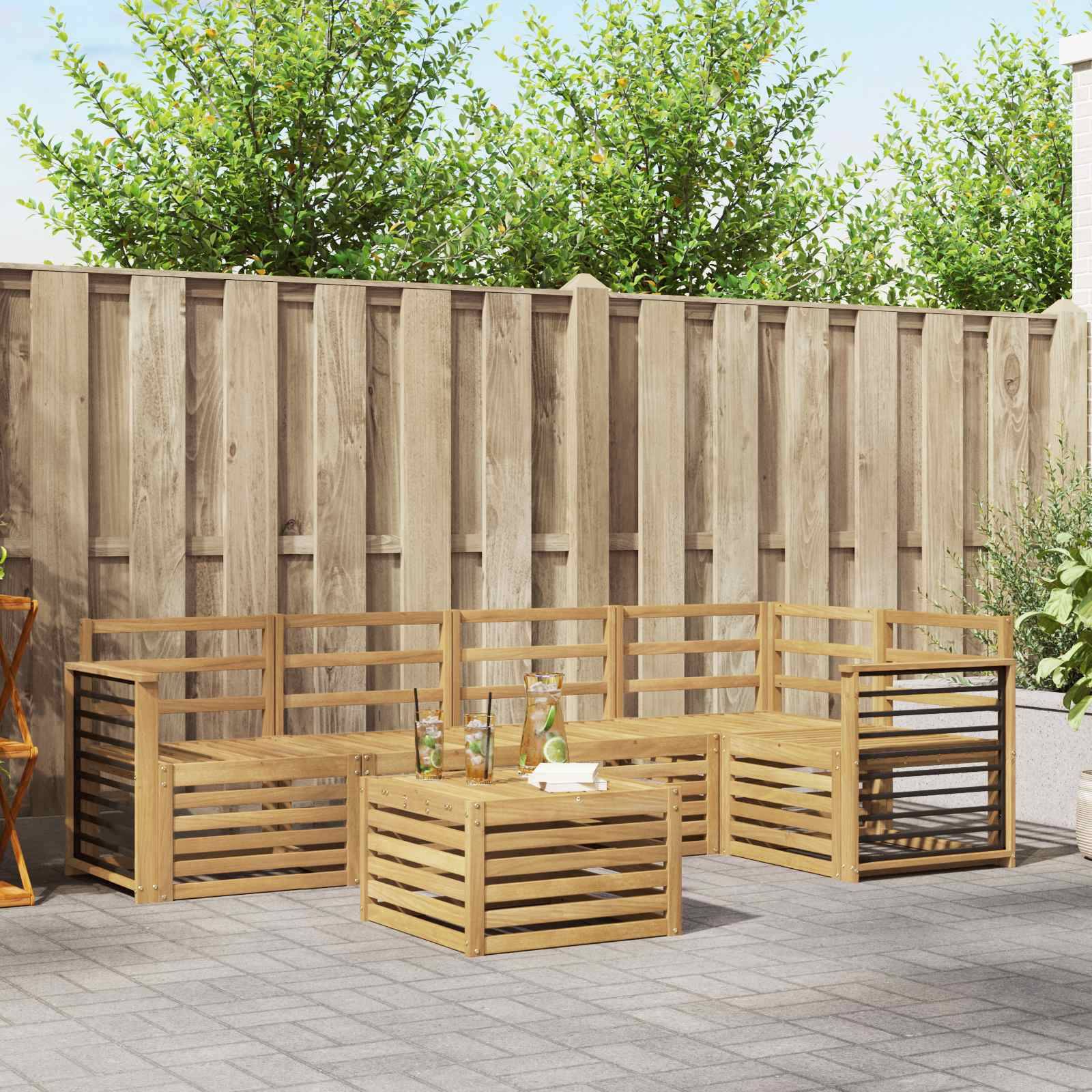 vidaXL Outdoor-Sofagarnitur 6 pcs Weiß 59 x 59 x 37 cm