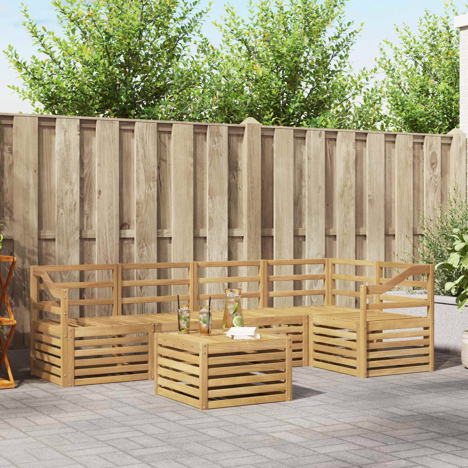 vidaXL Outdoor-Sofagarnitur 6 pcs Weiß 59 x 59 x 37 cm