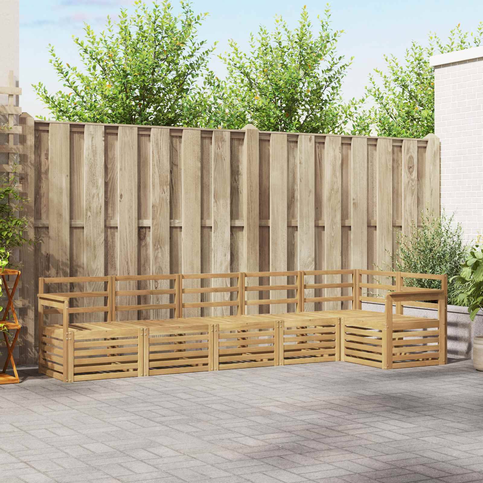 vidaXL Outdoor-Sofagarnitur 6 pcs Weiß 306 x 128,5 x 73 cm