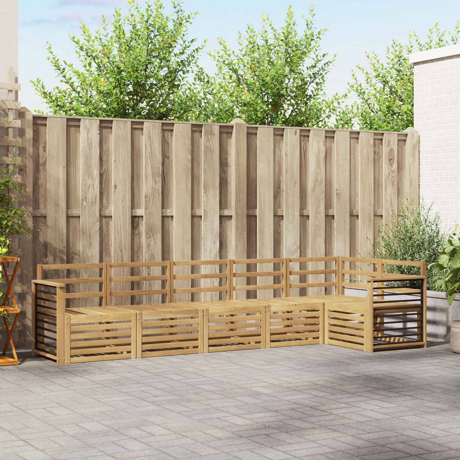 vidaXL Outdoor-Sofagarnitur 6 pcs Weiß 306 x 128,5 x 73 cm