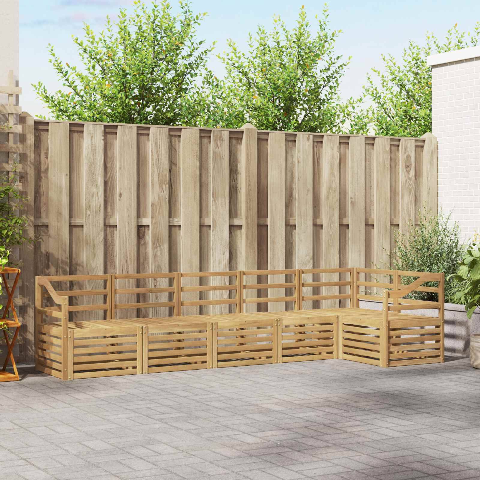 vidaXL Outdoor-Sofagarnitur 6 pcs Weiß 304 x 126,5 x 73 cm