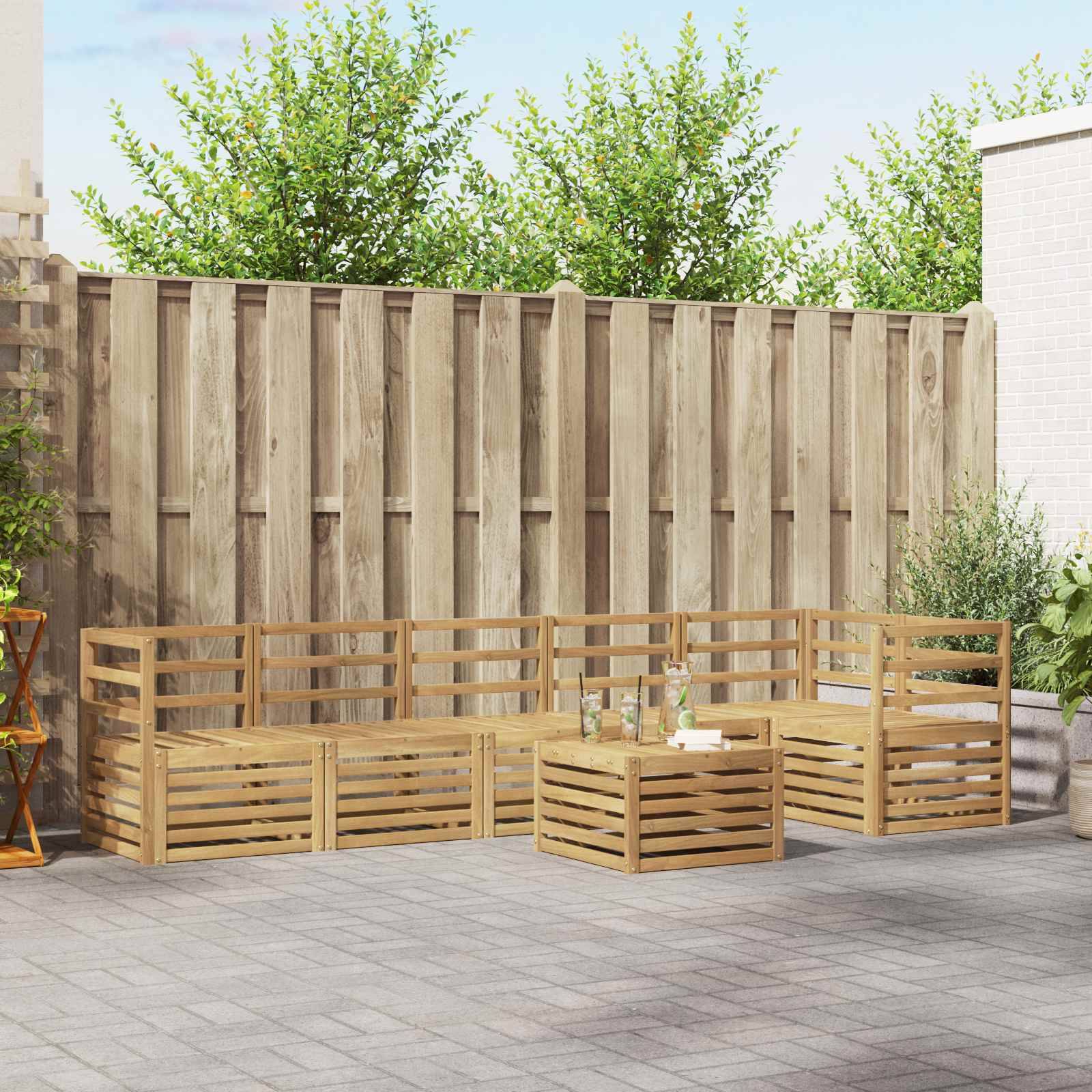 vidaXL Outdoor-Sofagarnitur 7 pcs Weiß 59 x 59 x 37 cm