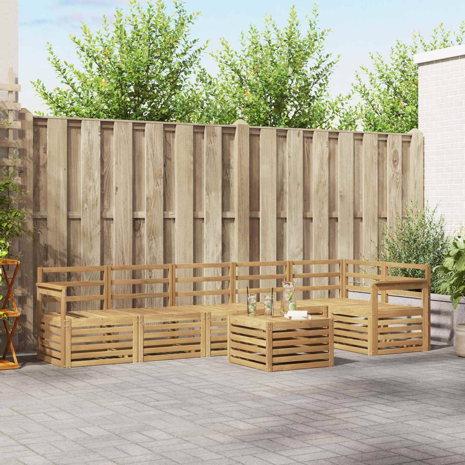 vidaXL Outdoor-Sofagarnitur 7 pcs Weiß 59 x 59 x 37 cm
