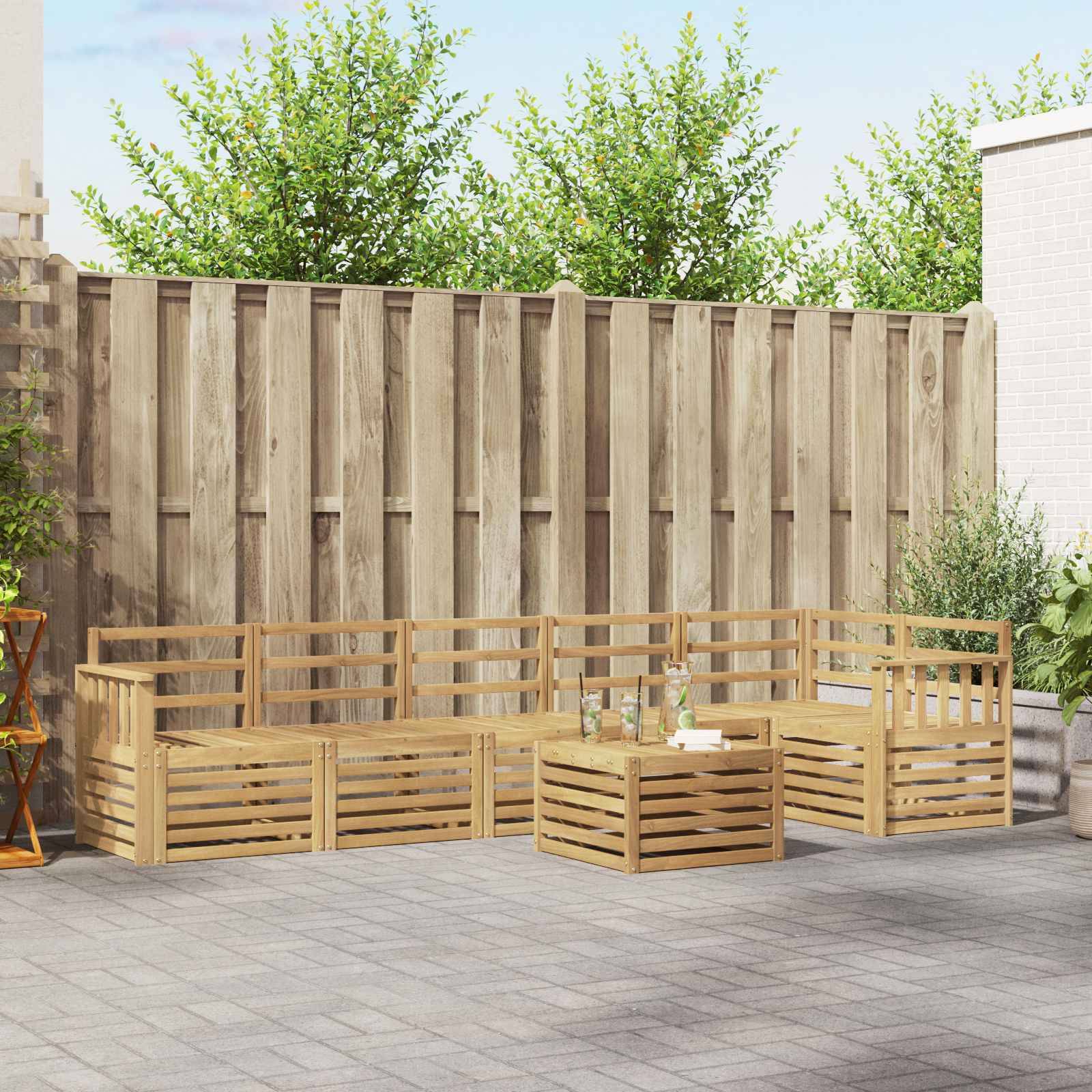 vidaXL Outdoor-Sofagarnitur 7 pcs Weiß 59 x 59 x 37 cm