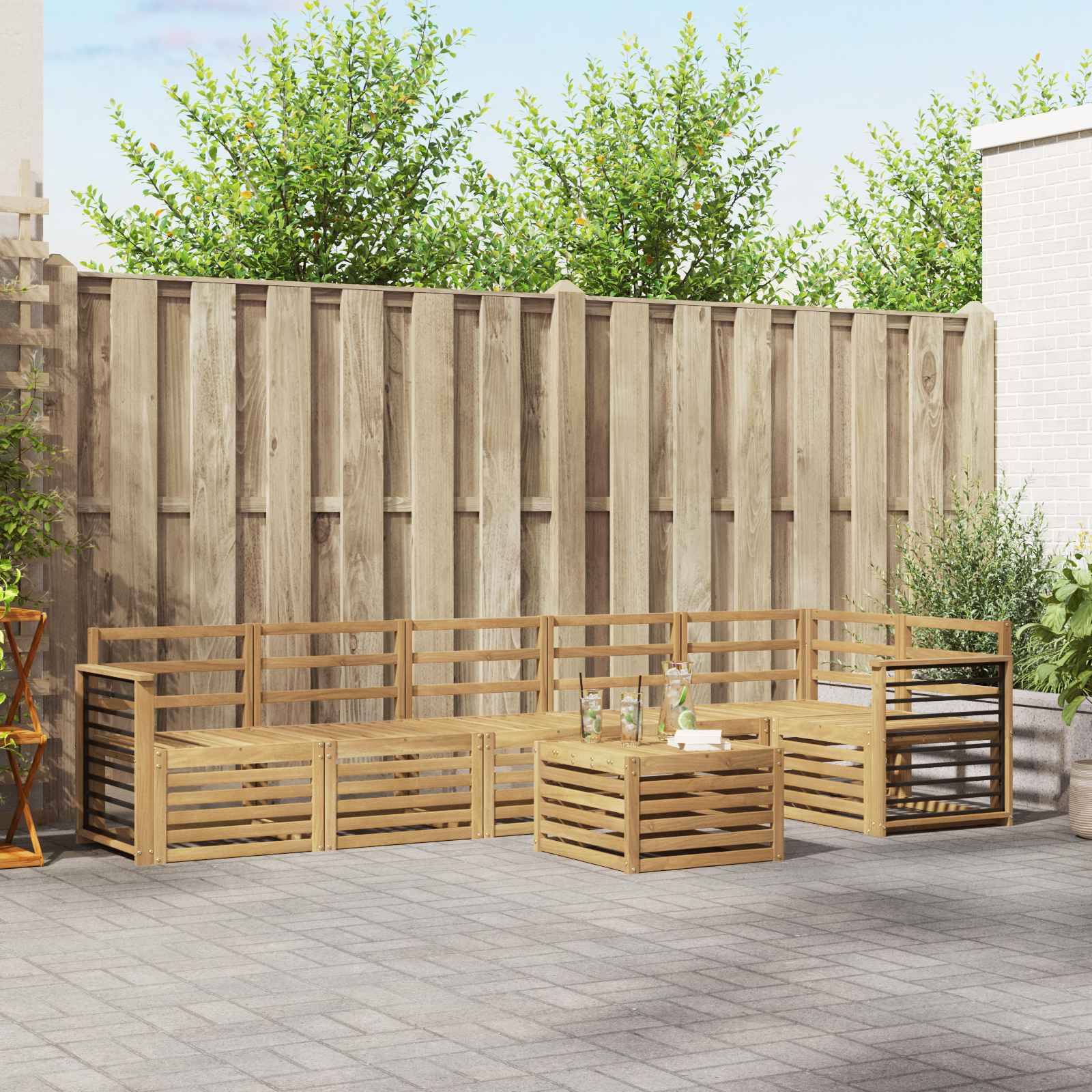 vidaXL Outdoor-Sofagarnitur 7 pcs Weiß 59 x 59 x 37 cm