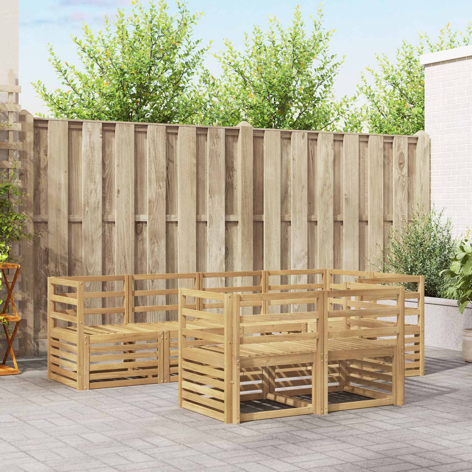 vidaXL Outdoor-Sofagarnitur 7 pcs Weiß 245 x 126,5 x 73 cm
