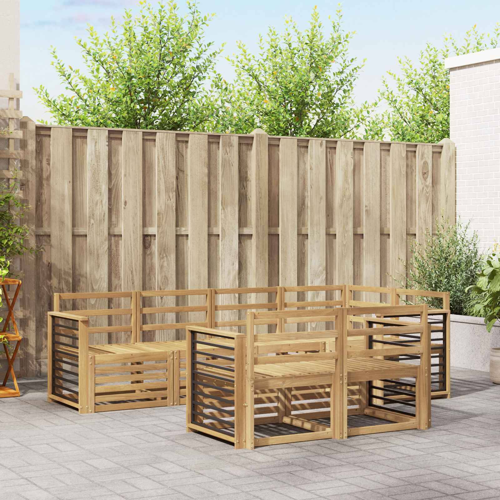 vidaXL Outdoor-Sofagarnitur 7 pcs Weiß 247 x 128,5 x 73 cm