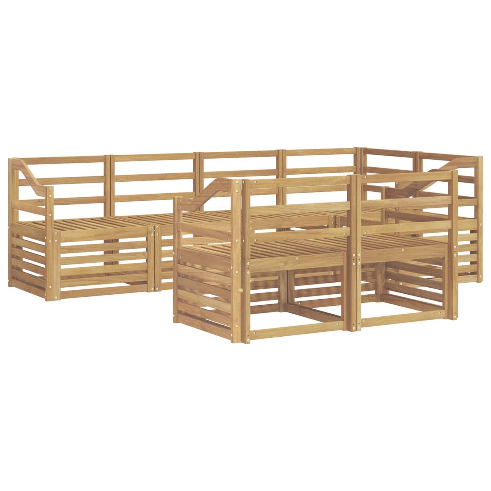 vidaXL Outdoor-Sofagarnitur 7 pcs Weiß 245 x 126,5 x 73 cm