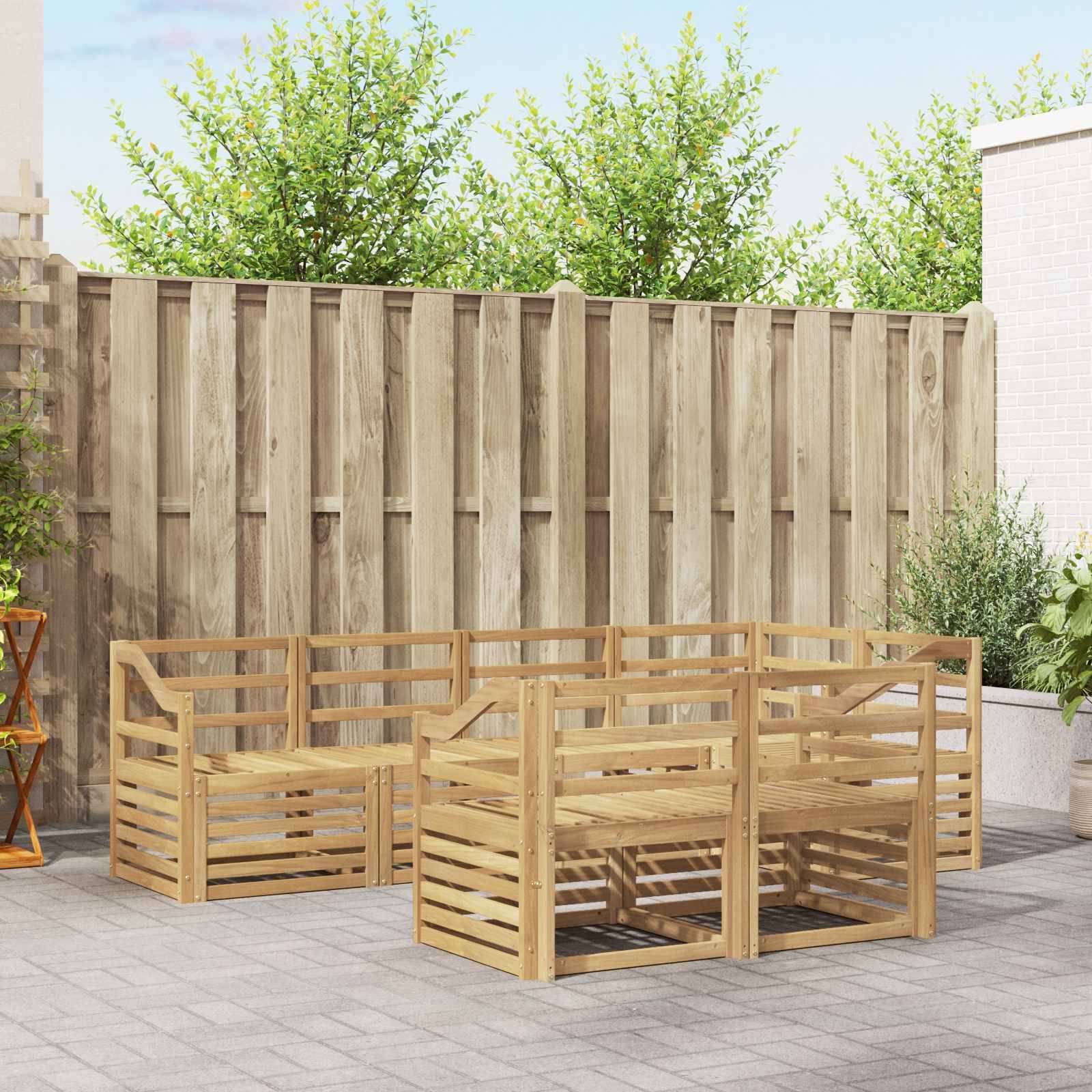 vidaXL Outdoor-Sofagarnitur 7 pcs Weiß 245 x 126,5 x 73 cm