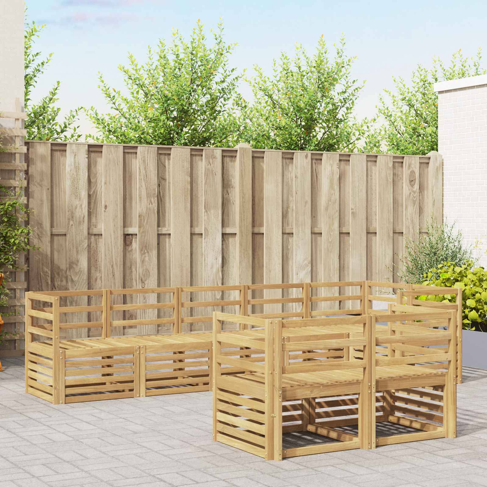 vidaXL Outdoor-Sofagarnitur 8 pcs Weiß 304 x 126,5 x 73 cm