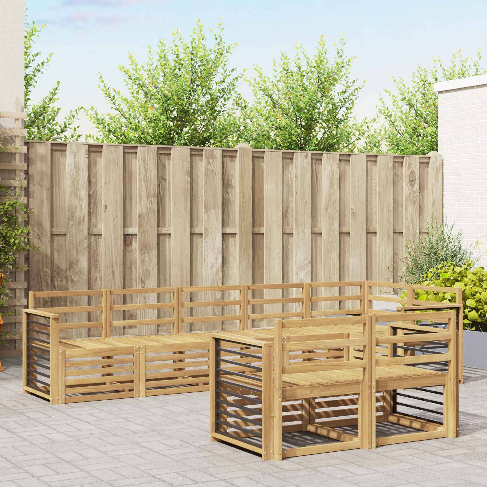 vidaXL Outdoor-Sofagarnitur 8 pcs Weiß 306 x 128,5 x 73 cm