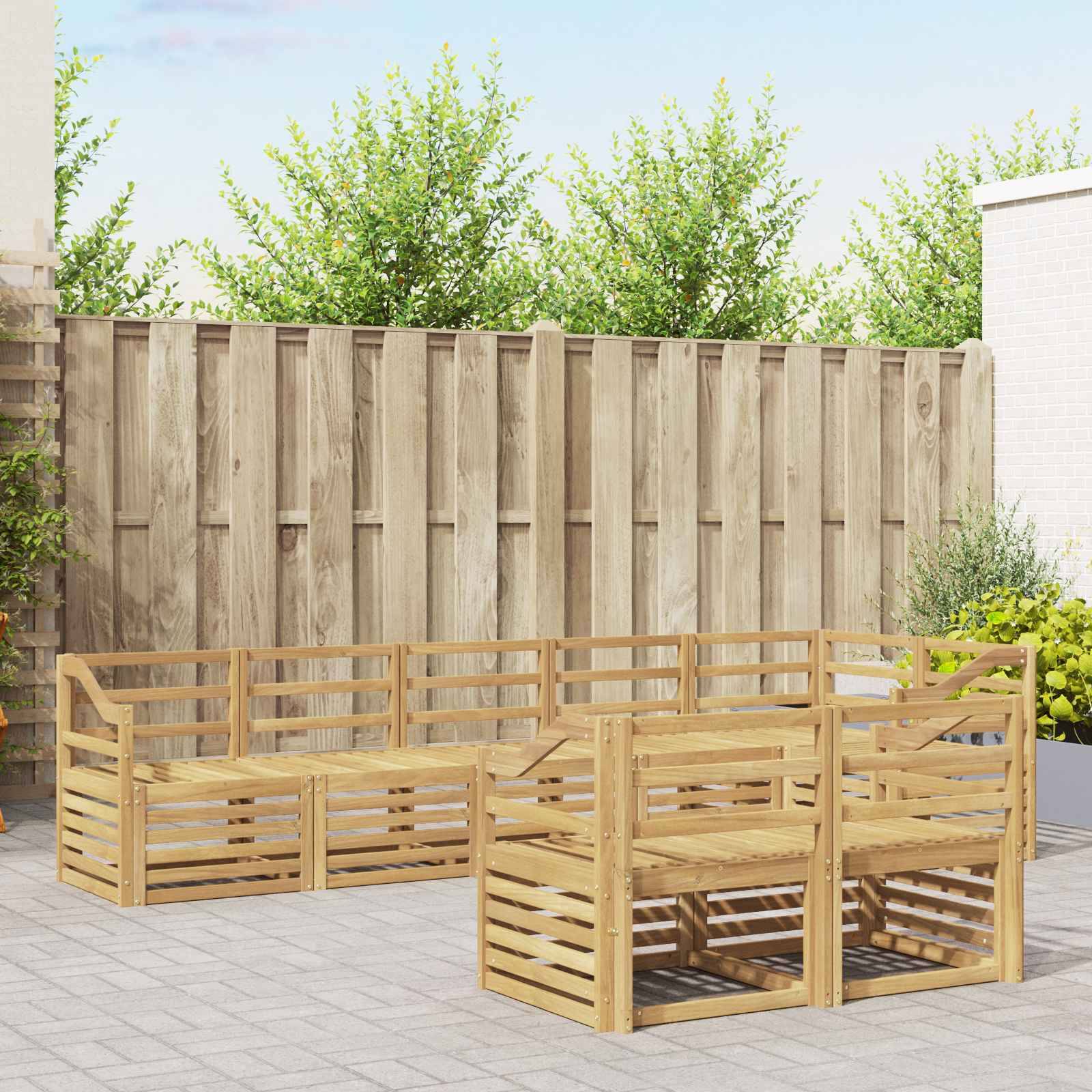 vidaXL Outdoor-Sofagarnitur 8 pcs Weiß 304 x 126,5 x 73 cm