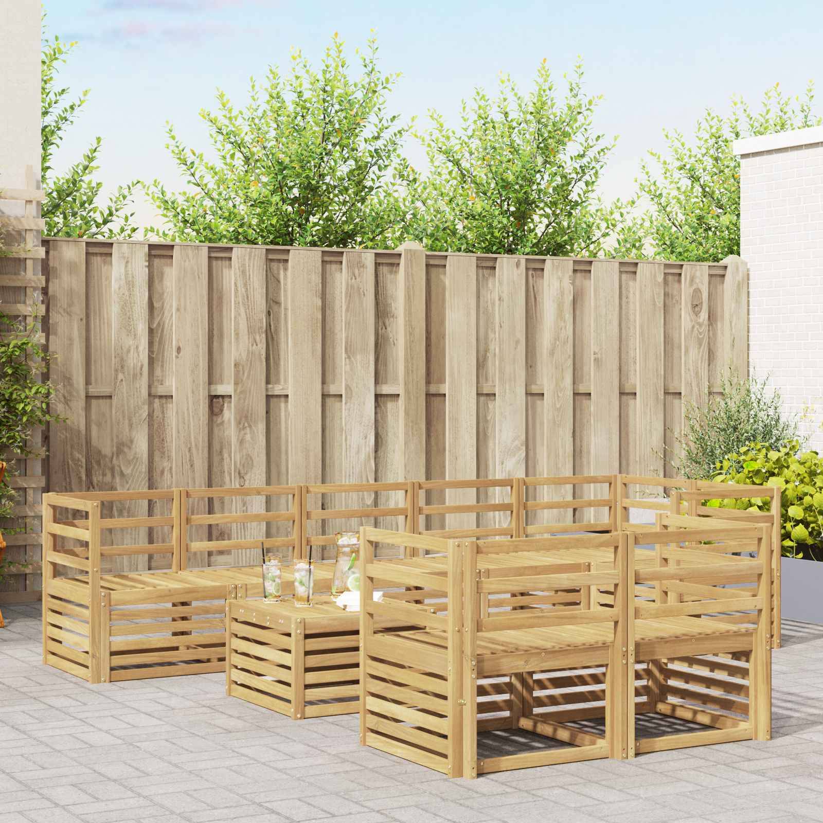 vidaXL Outdoor-Sofagarnitur 9 pcs Weiß 59 x 59 x 37 cm
