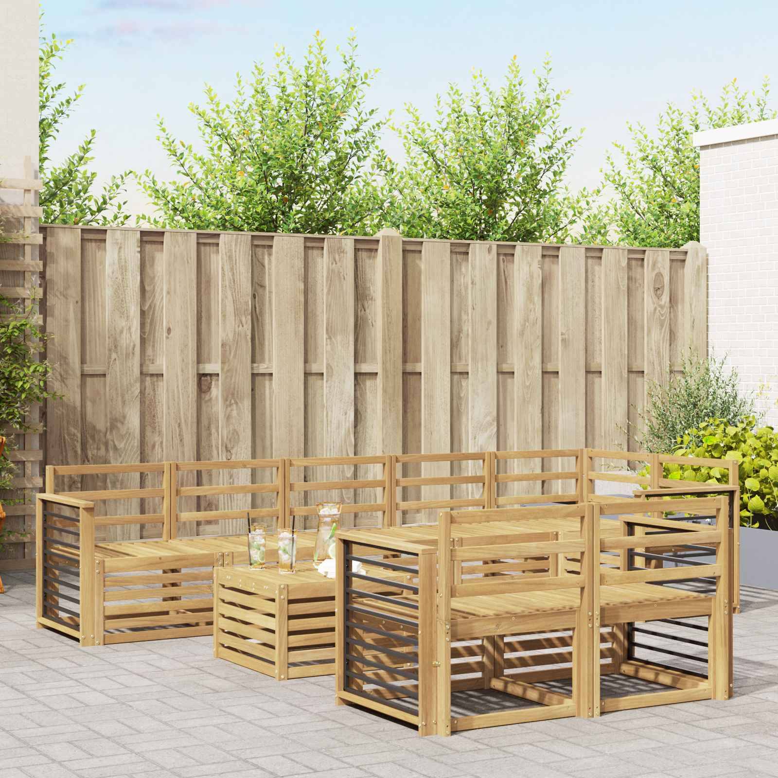vidaXL Outdoor-Sofagarnitur 9 pcs Weiß 59 x 59 x 37 cm