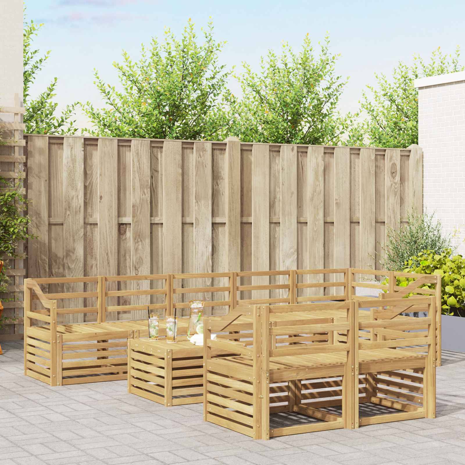 vidaXL Outdoor-Sofagarnitur 9 pcs Weiß 59 x 59 x 37 cm
