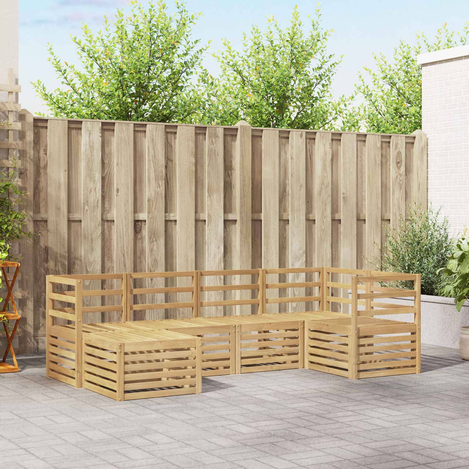 vidaXL Outdoor-Sofagarnitur 6 pcs Weiß Polyester