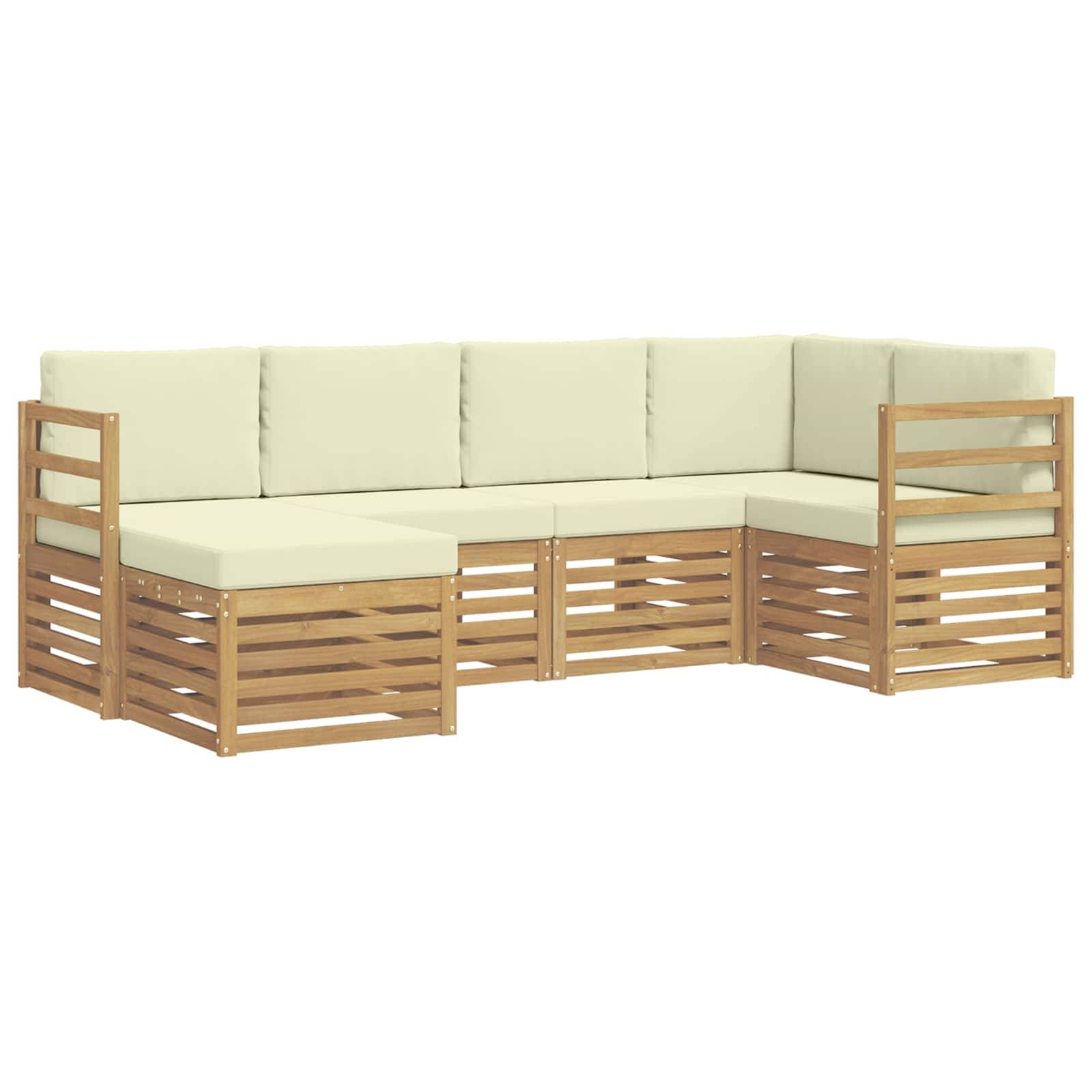 vidaXL Outdoor-Sofagarnitur 6 pcs Weiß und Creme Polyester