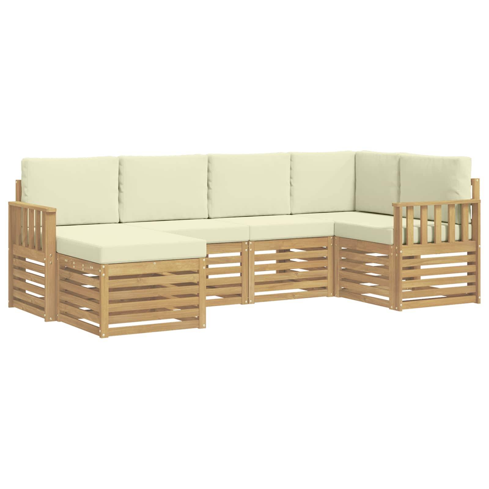 vidaXL Outdoor-Sofagarnitur 6 pcs Weiß und Creme Polyester