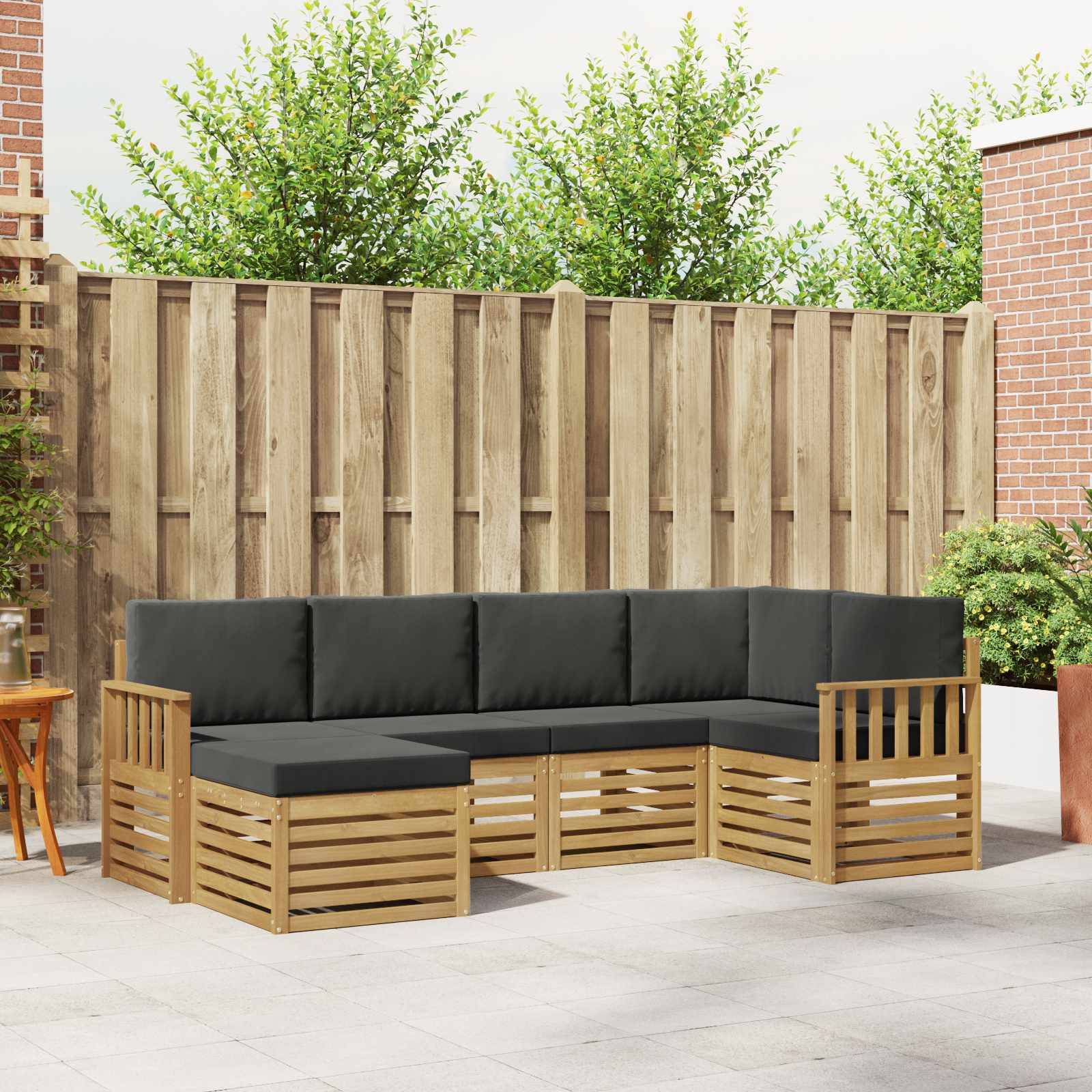 vidaXL Outdoor-Sofagarnitur 6 pcs Weiß und Anthrazit Polyester