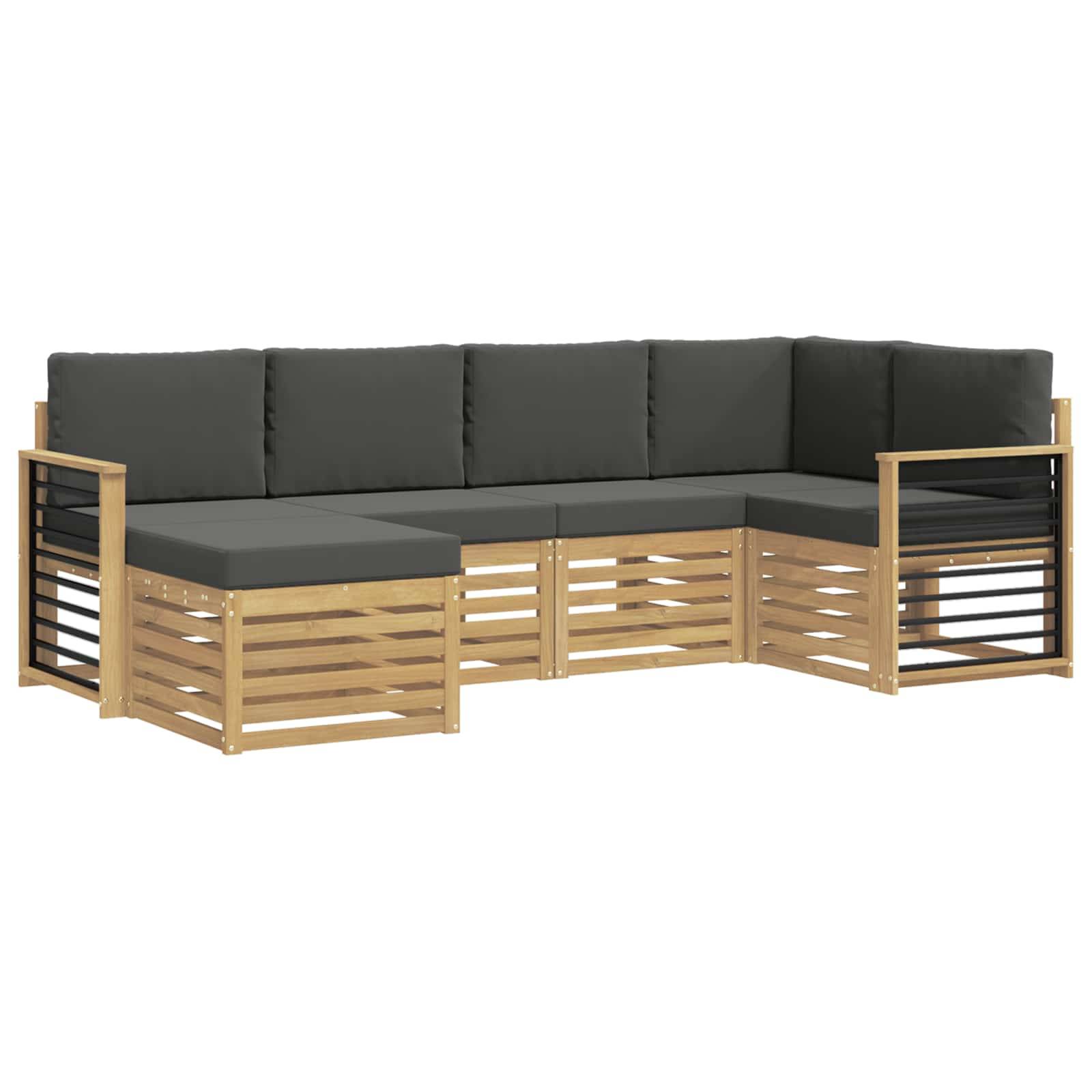 vidaXL Outdoor-Sofagarnitur 6 pcs Weiß und Anthrazit Polyester