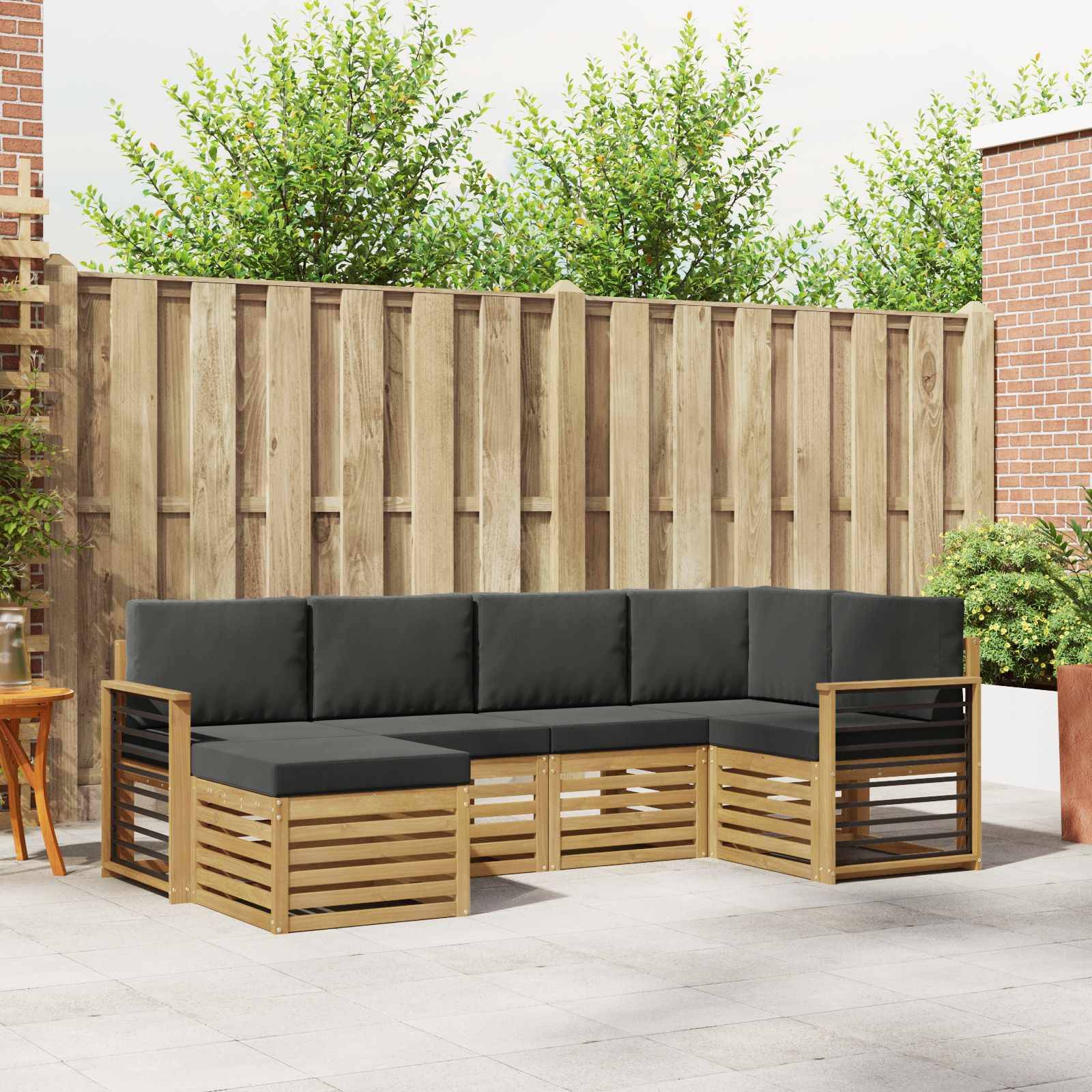 vidaXL Outdoor-Sofagarnitur 6 pcs Weiß und Anthrazit Polyester
