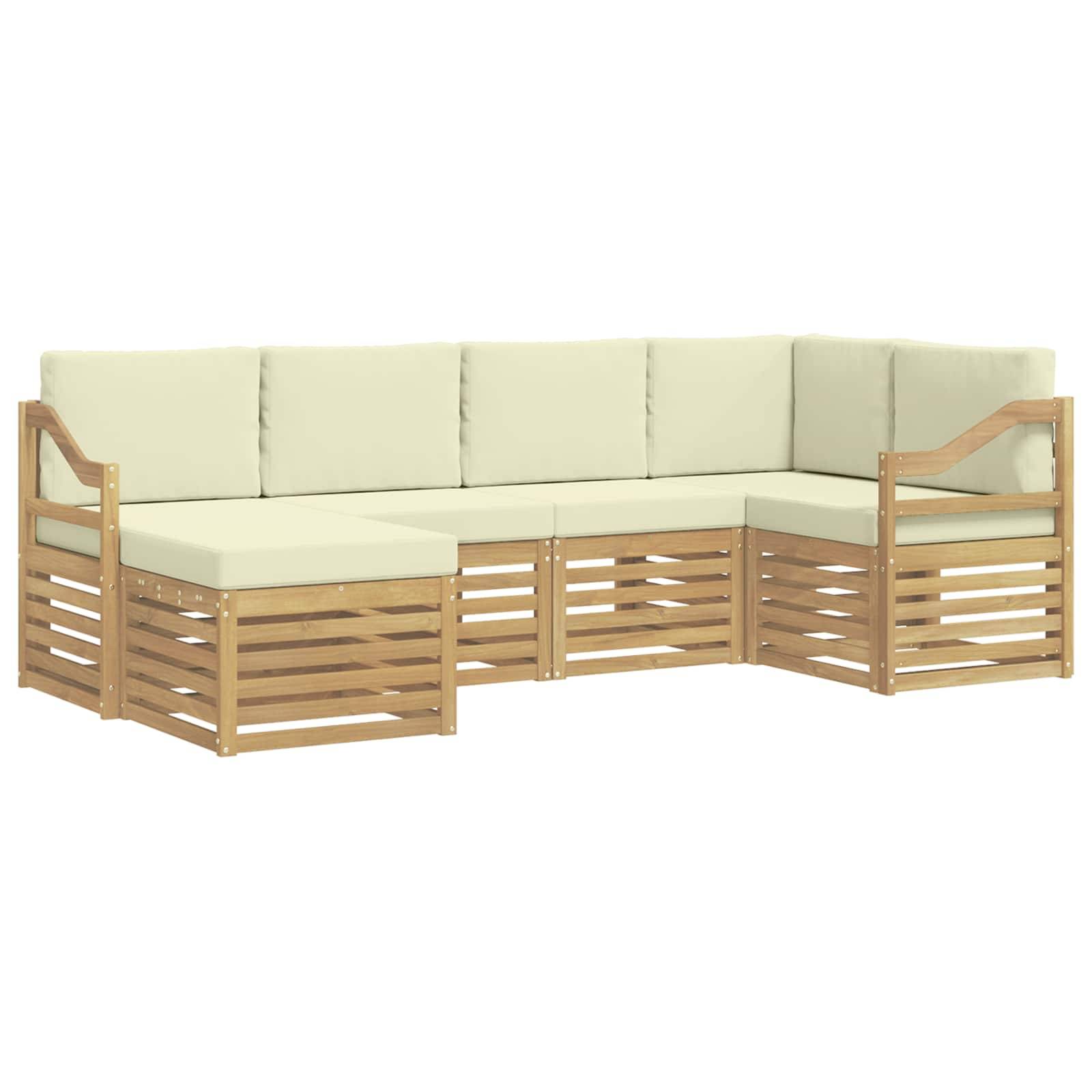 vidaXL Outdoor-Sofagarnitur 6 pcs Weiß und Creme Polyester