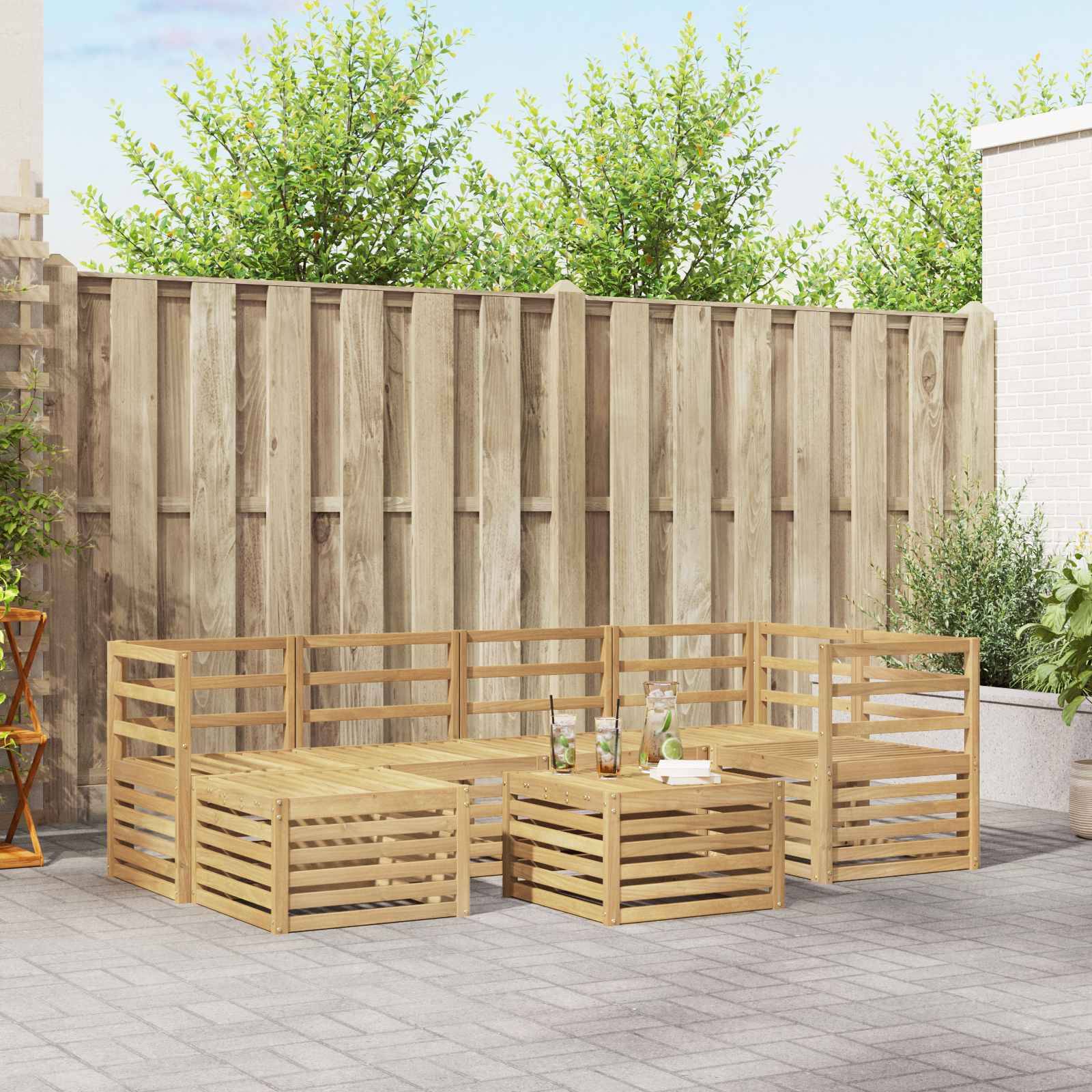 vidaXL Outdoor-Sofagarnitur 7 pcs Weiß Polyester