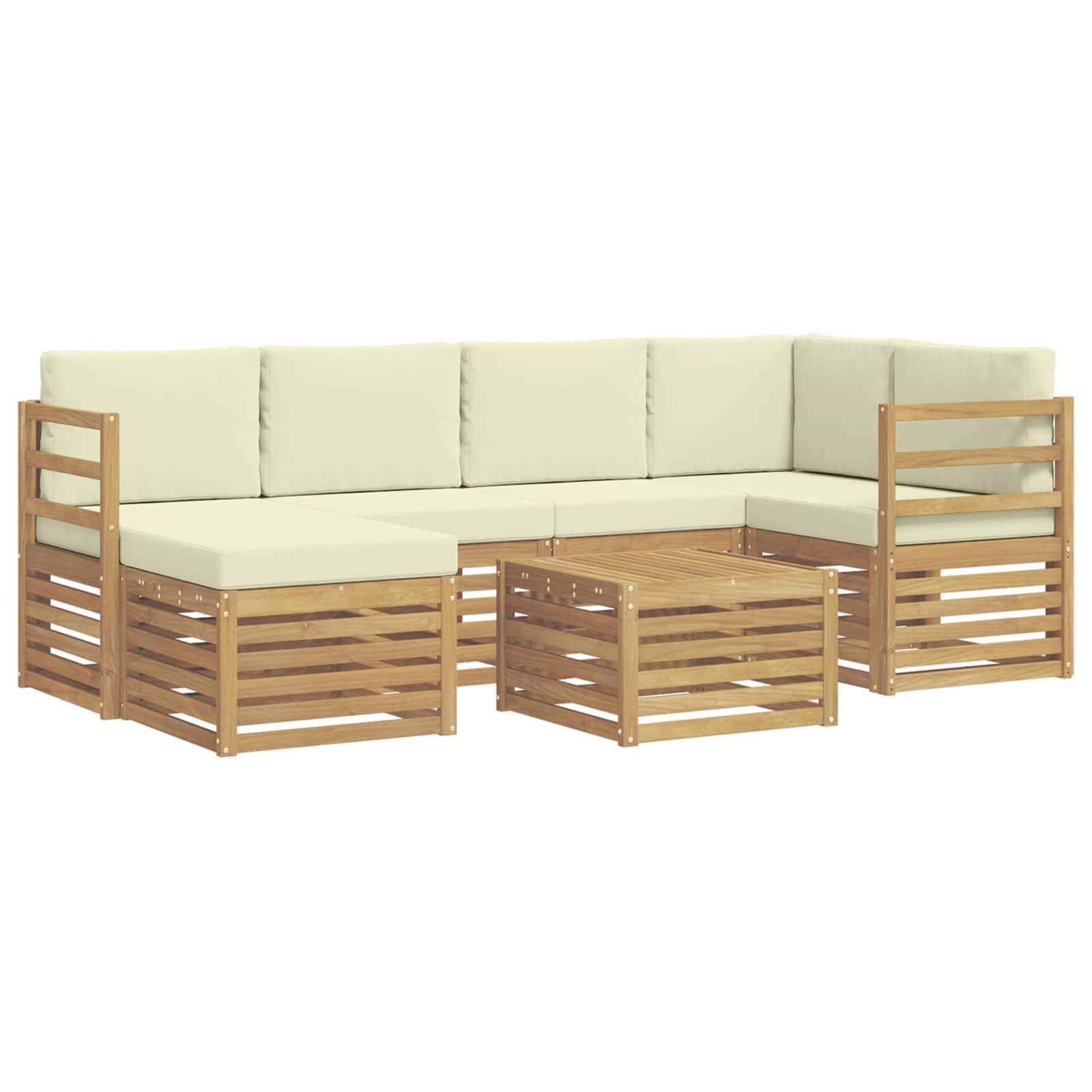 vidaXL Outdoor-Sofagarnitur 7 pcs Weiß und Creme Polyester