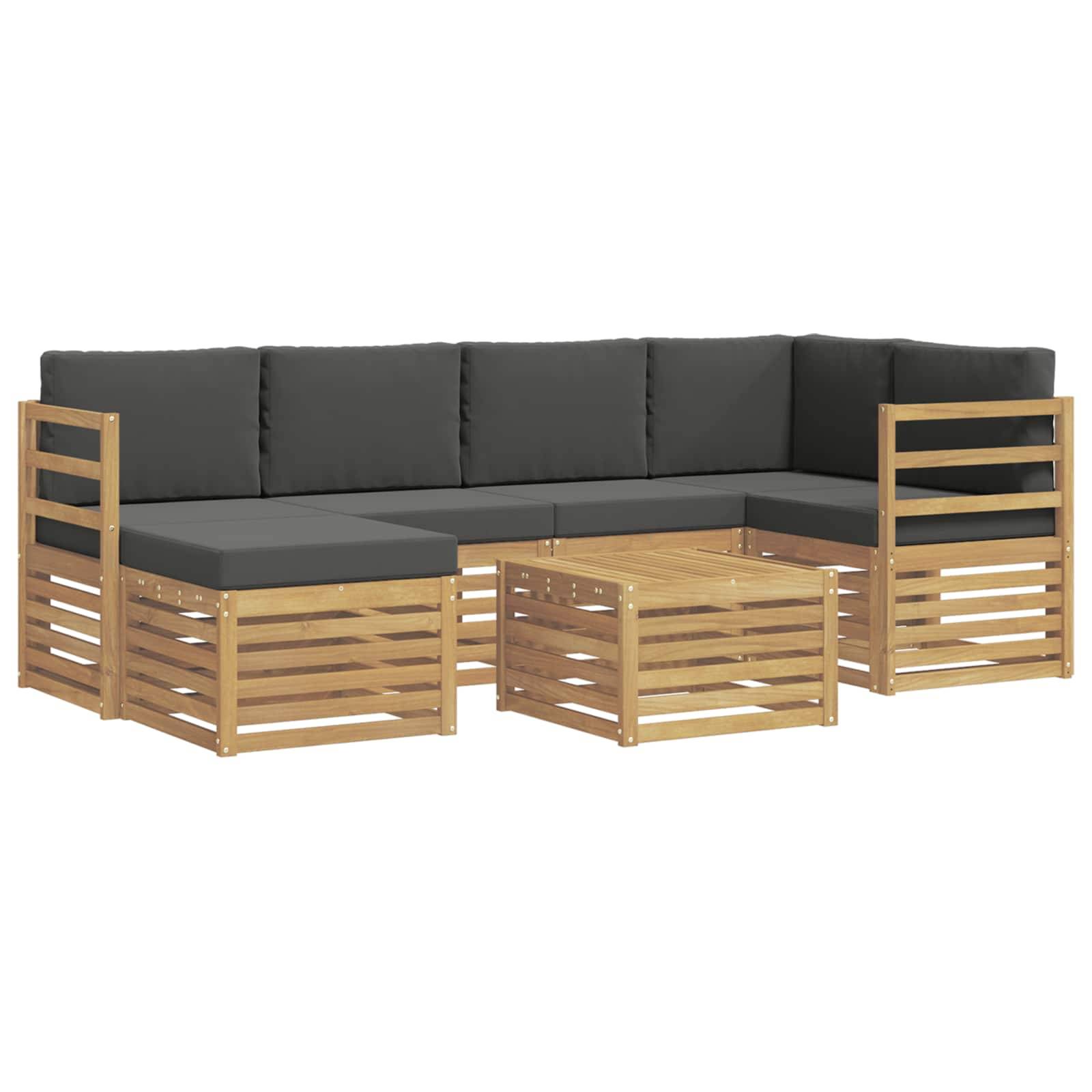 vidaXL Outdoor-Sofagarnitur 7 pcs Weiß und Anthrazit Polyester