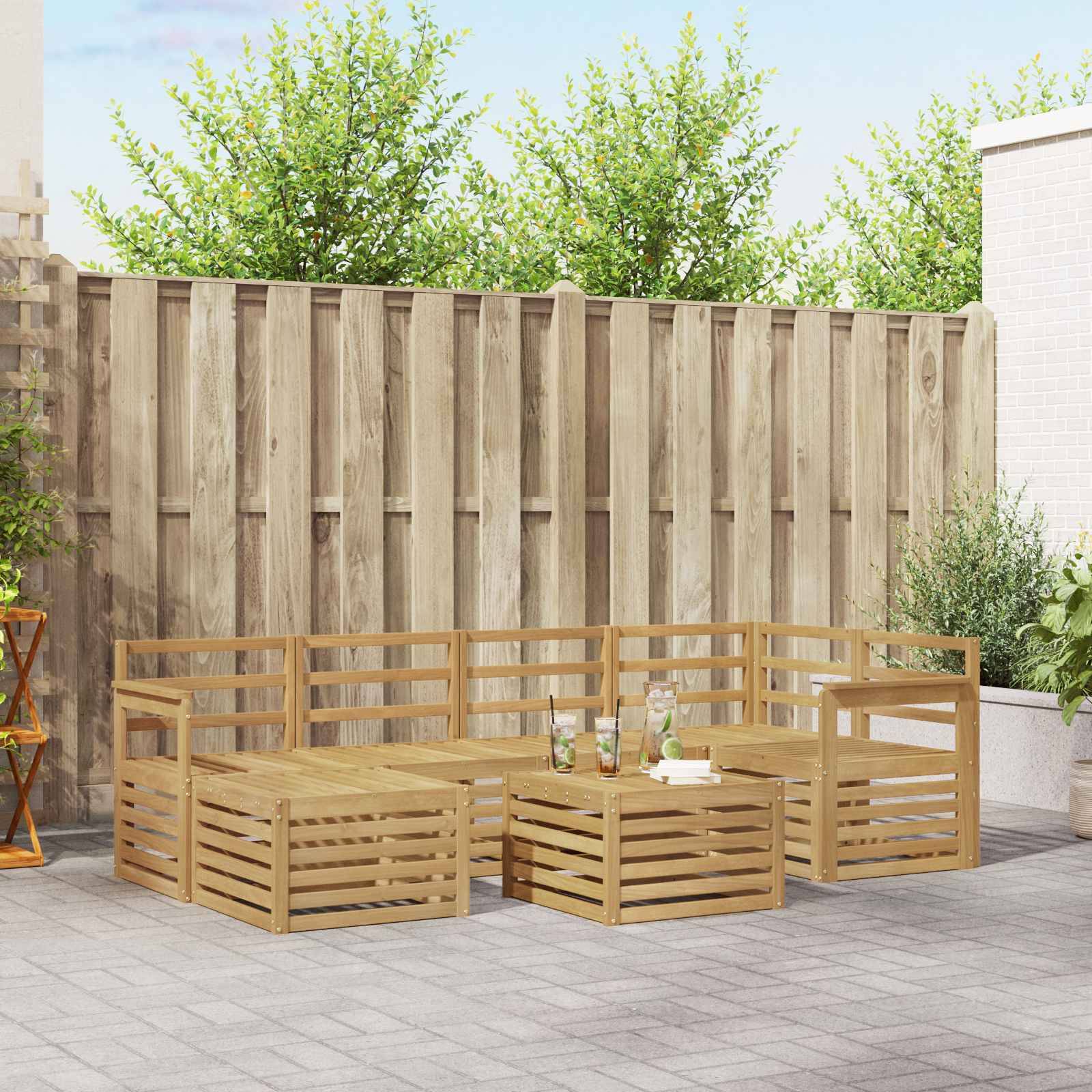 vidaXL Outdoor-Sofagarnitur 7 pcs Weiß Polyester