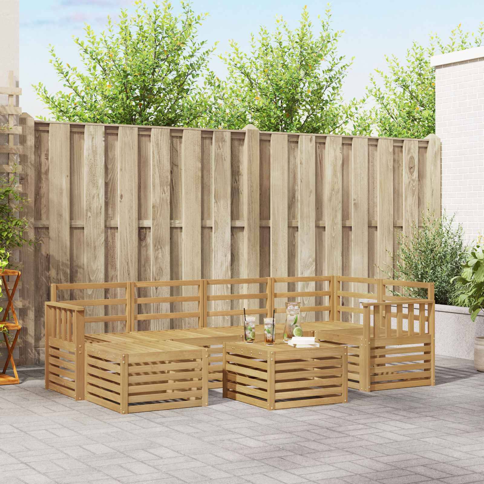 vidaXL Outdoor-Sofagarnitur 7 pcs Weiß Polyester