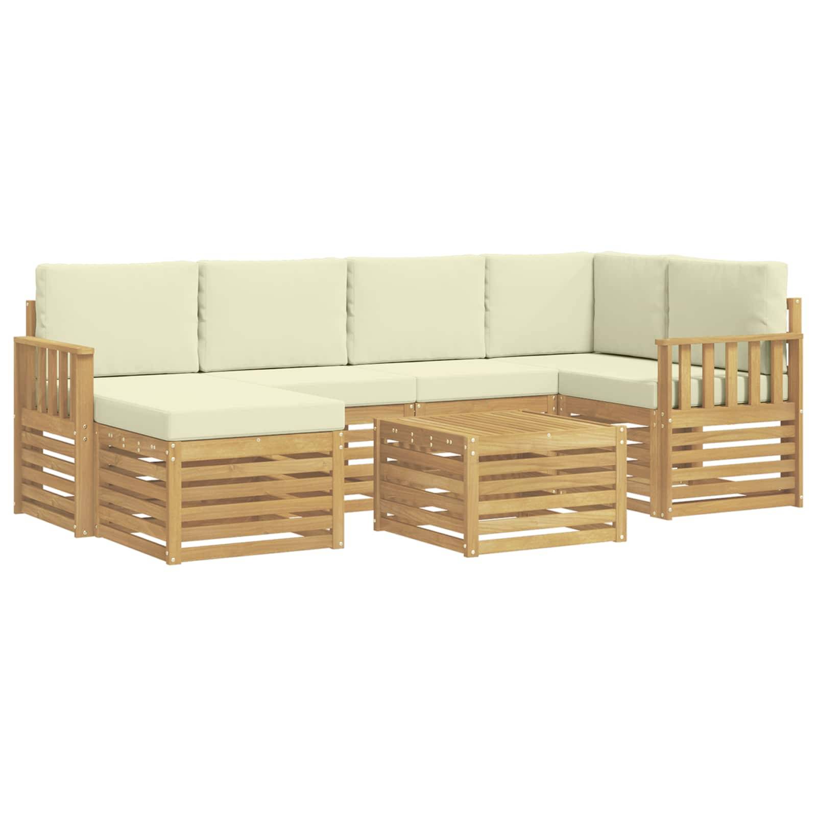 vidaXL Outdoor-Sofagarnitur 7 pcs Weiß und Creme Polyester