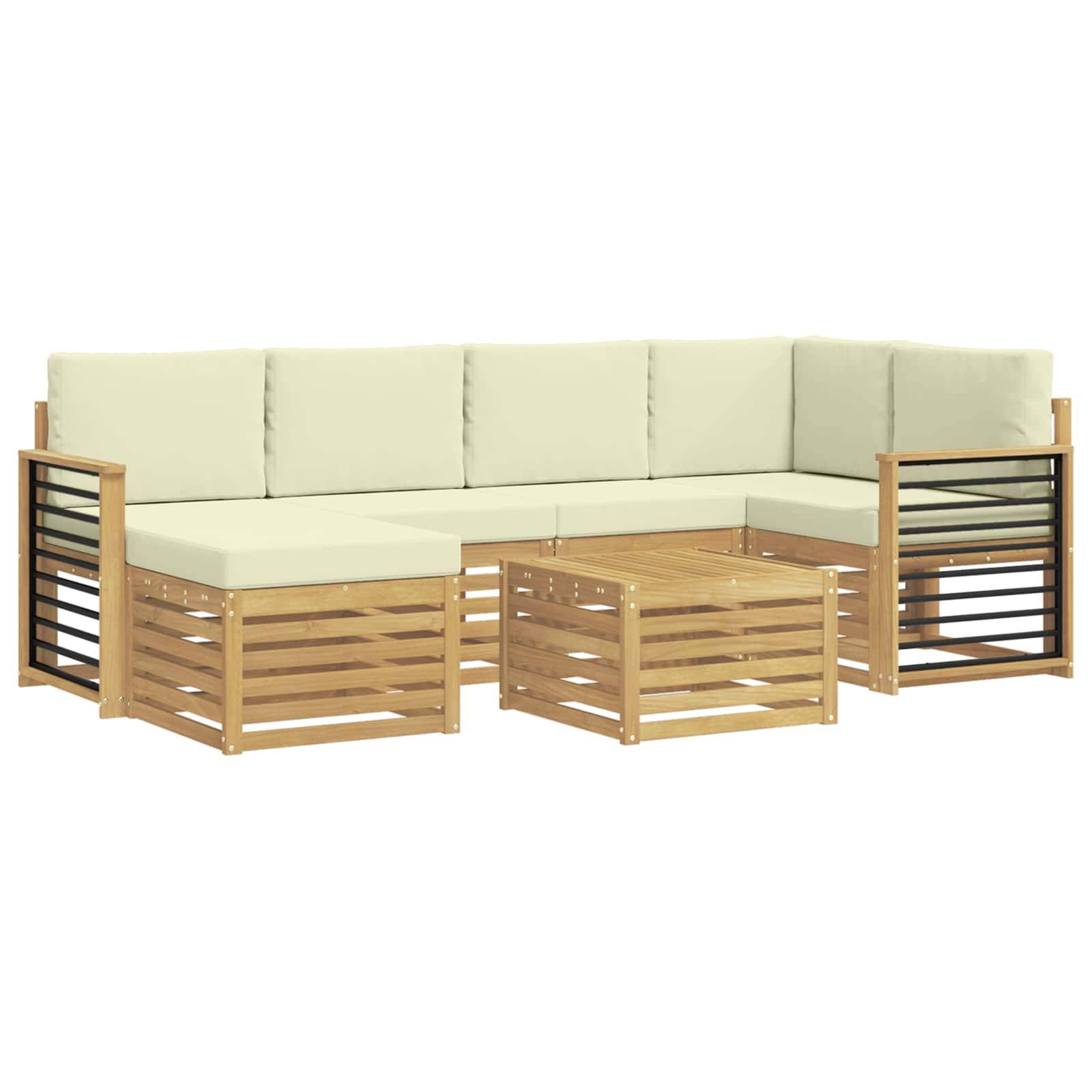 vidaXL Outdoor-Sofagarnitur 7 pcs Weiß und Creme Polyester