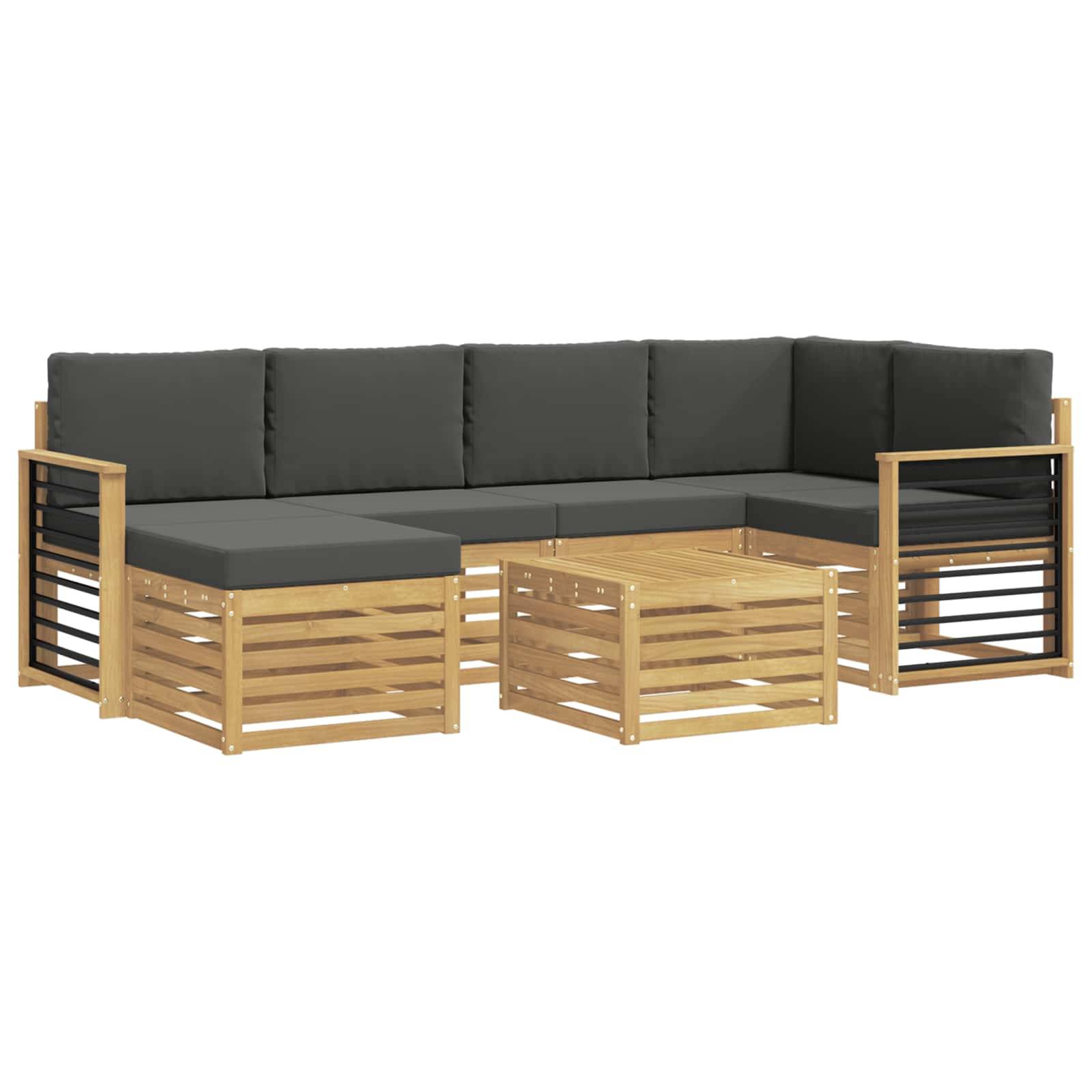 vidaXL Outdoor-Sofagarnitur 7 pcs Weiß und Anthrazit Polyester