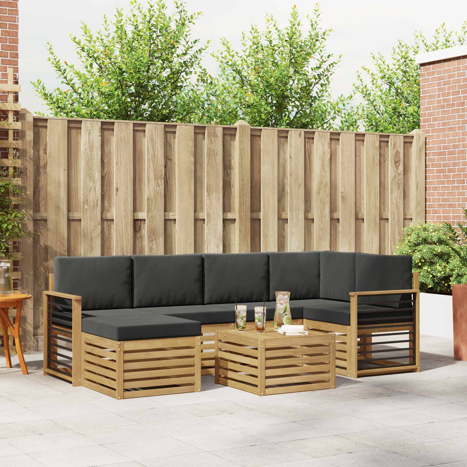 vidaXL Outdoor-Sofagarnitur 7 pcs Weiß und Anthrazit Polyester