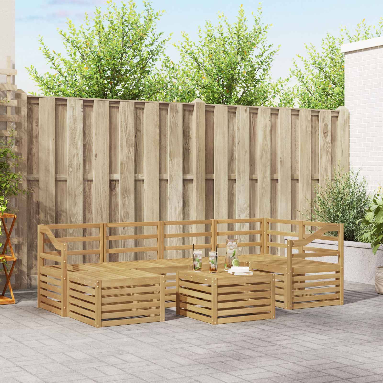 vidaXL Outdoor-Sofagarnitur 7 pcs Weiß Polyester