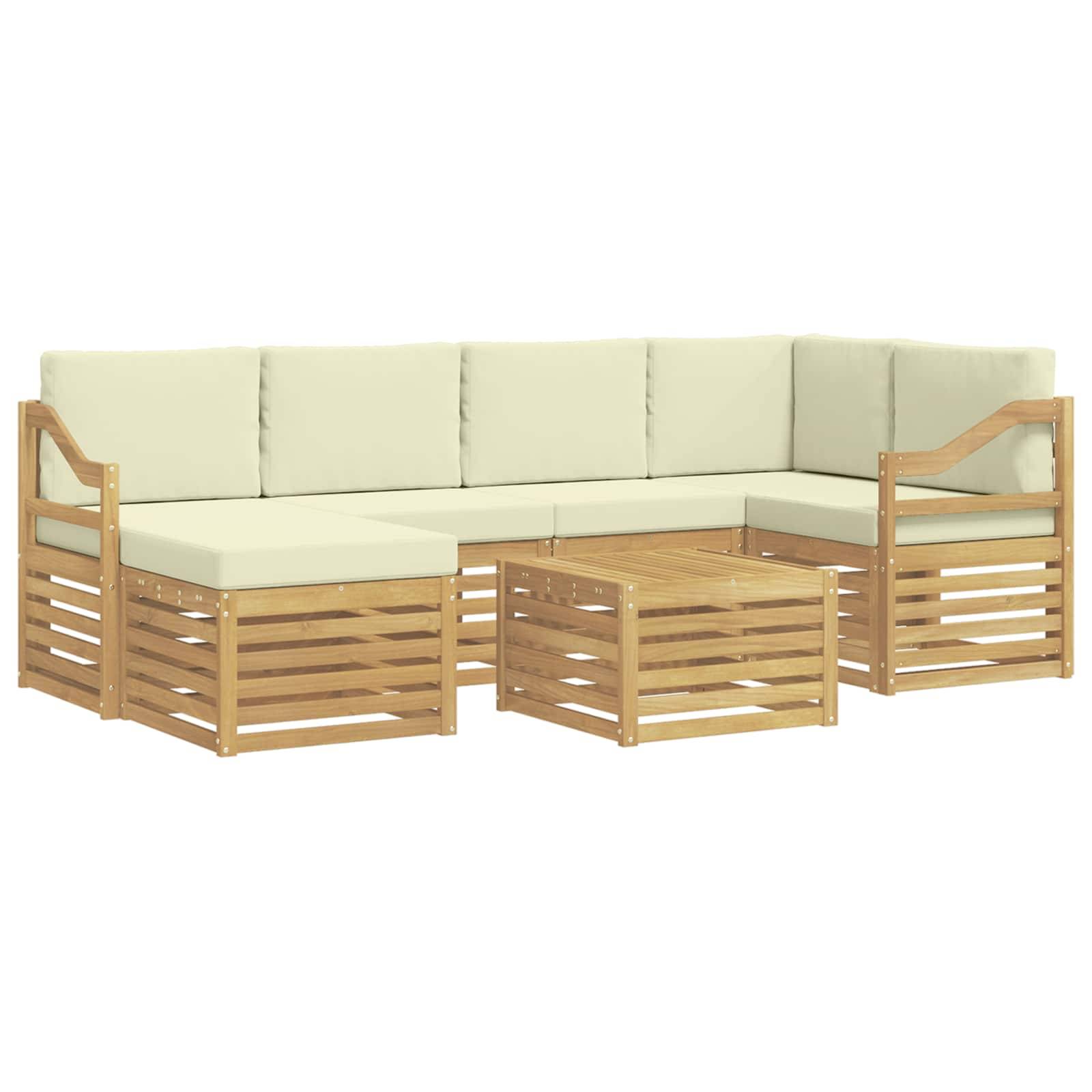 vidaXL Outdoor-Sofagarnitur 7 pcs Weiß und Creme Polyester