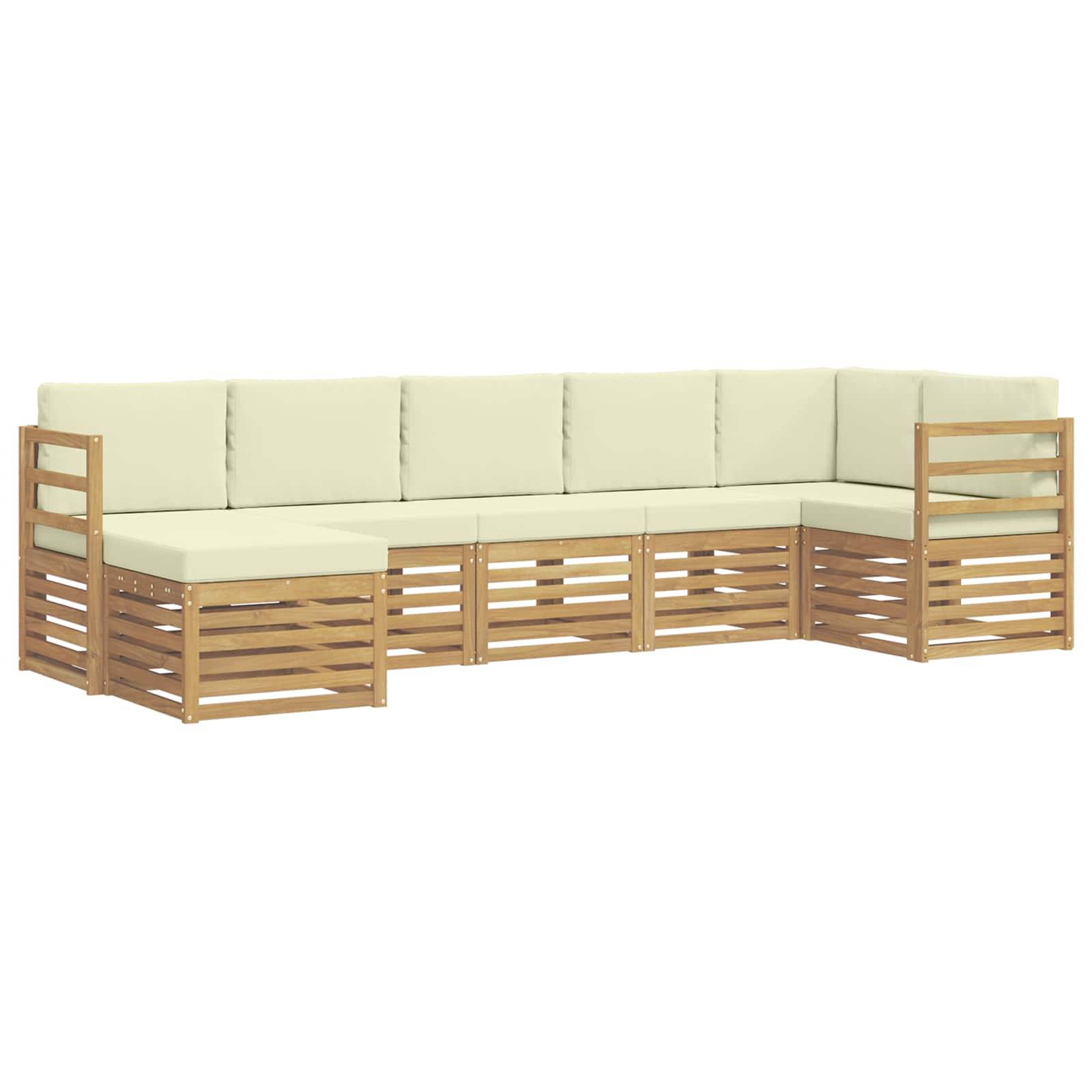 vidaXL Outdoor-Sofagarnitur 7 pcs Weiß und Creme