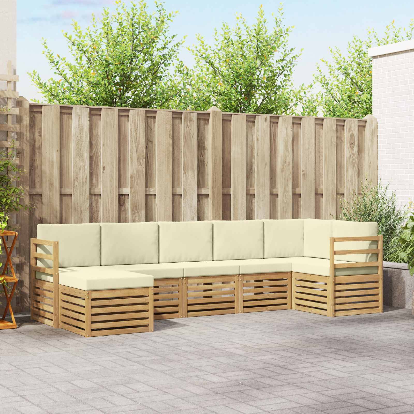 vidaXL Outdoor-Sofagarnitur 7 pcs Weiß und Creme