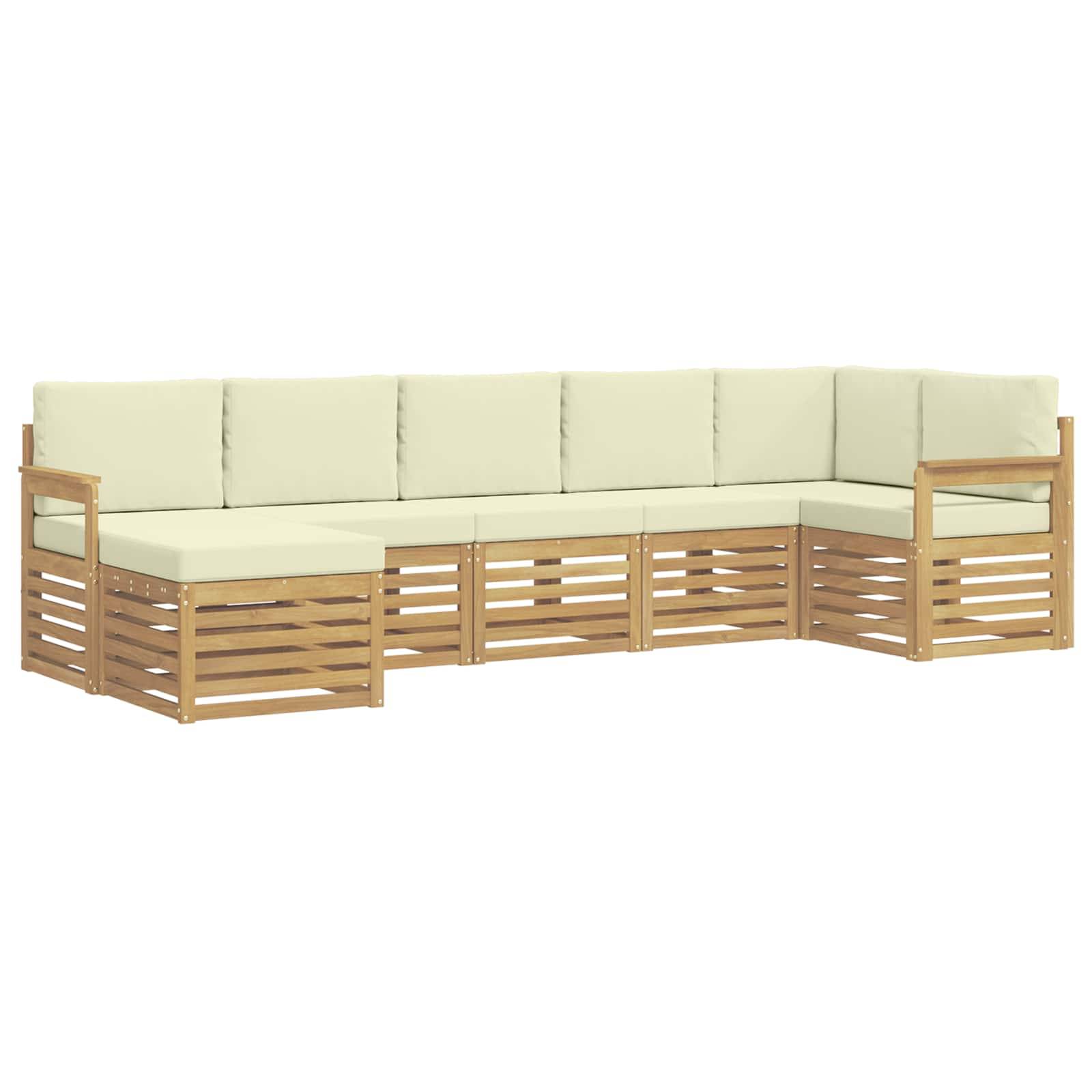 vidaXL Outdoor-Sofagarnitur 7 pcs Weiß und Creme