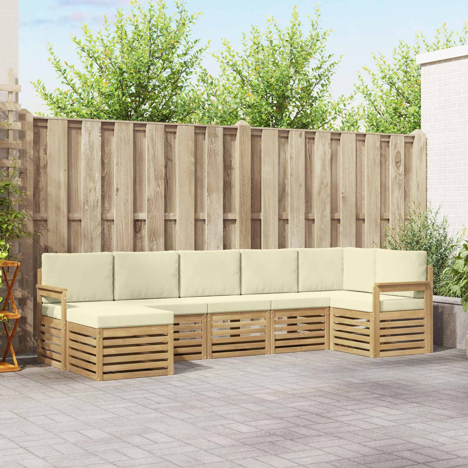 vidaXL Outdoor-Sofagarnitur 7 pcs Weiß und Creme