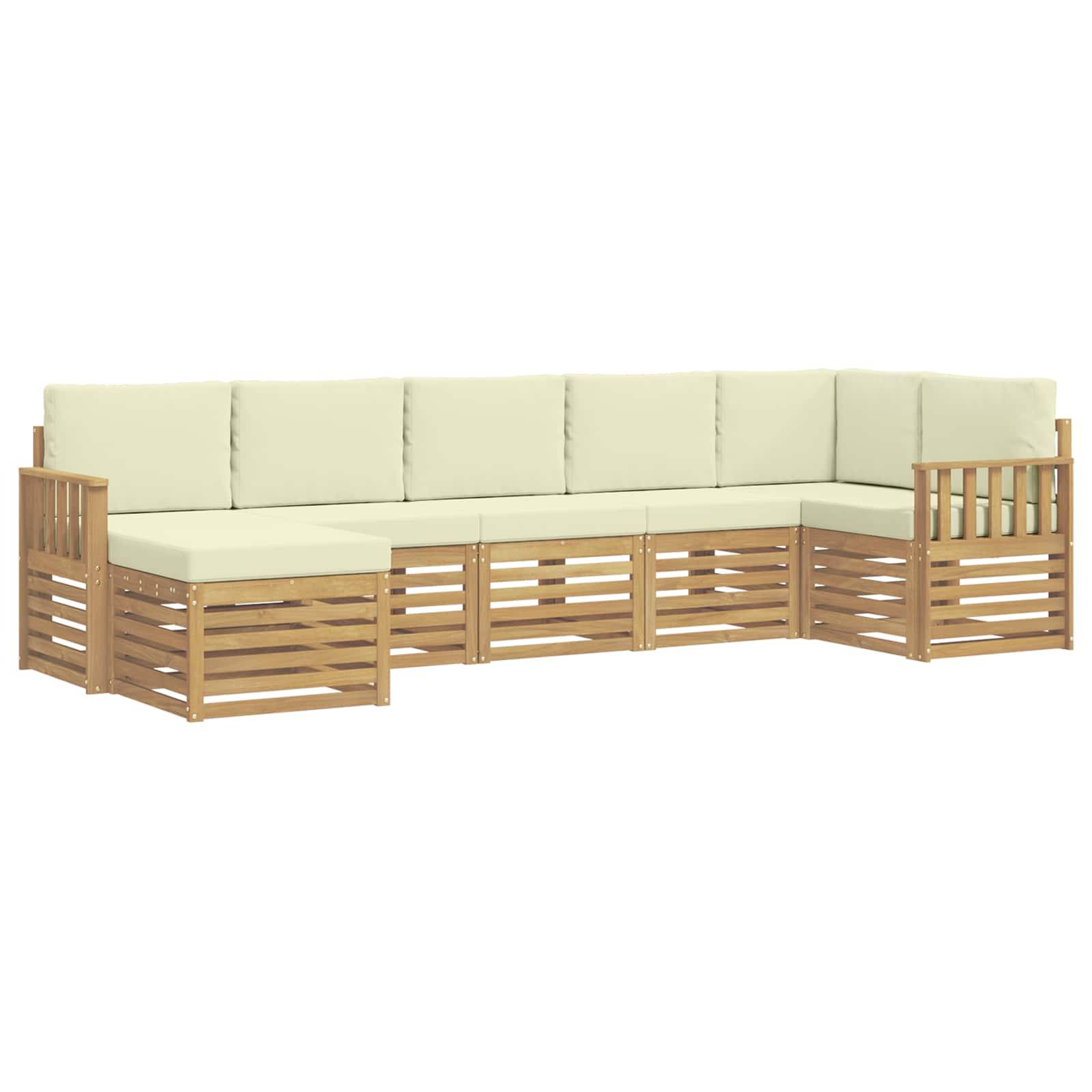 vidaXL Outdoor-Sofagarnitur 7 pcs Weiß und Creme