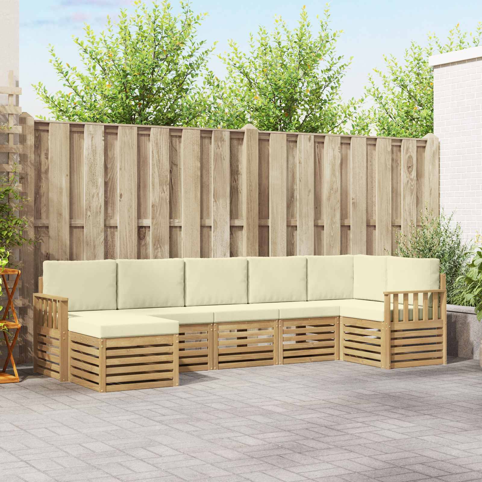 vidaXL Outdoor-Sofagarnitur 7 pcs Weiß und Creme